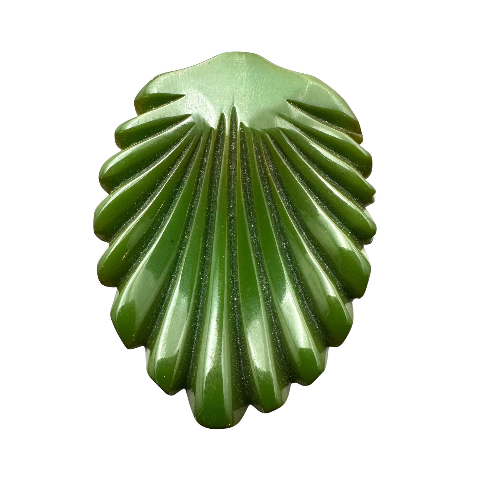 Vintage Green Bakelite Carved Fur Dress Clip 2 Inch: Vintage Green Bakelite Carved Fur Dress Clip 2 Inch