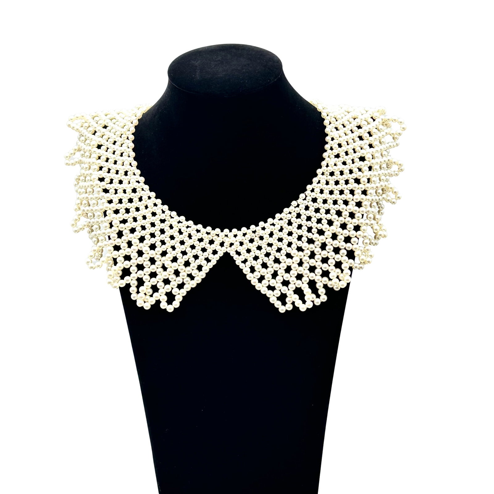 Vintage Faux Pearl Collar Necklace 16 Inch Wearable Length 3 Inch Drop: Vintage Faux Pearl Collar Necklace 16 Inch Wearable Length 3 Inch Drop