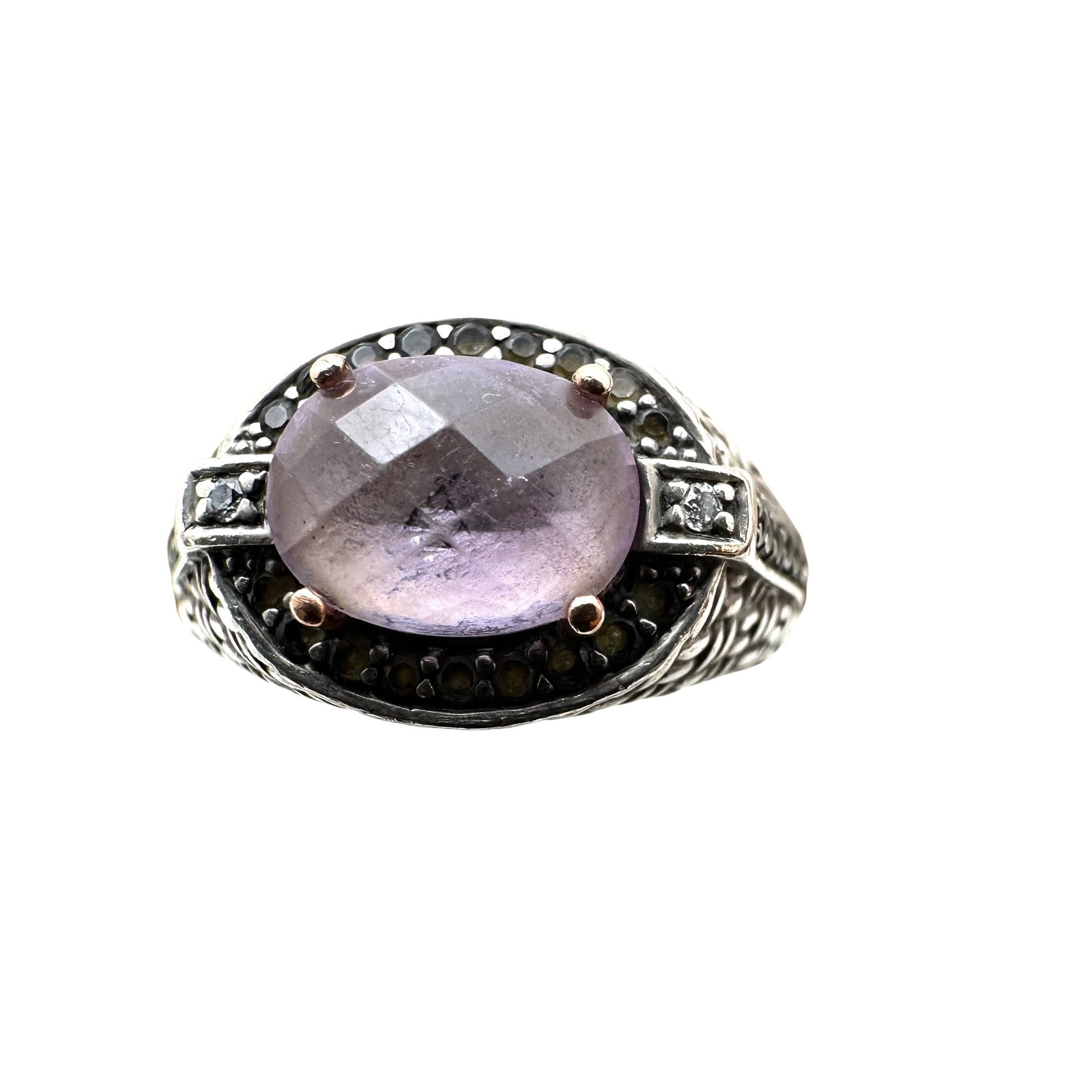 Amethyst Diamond Sterling Silver Ring Size 6 Nice Quality: Amethyst Diamond Sterling Silver Ring Size 6 Nice Quality