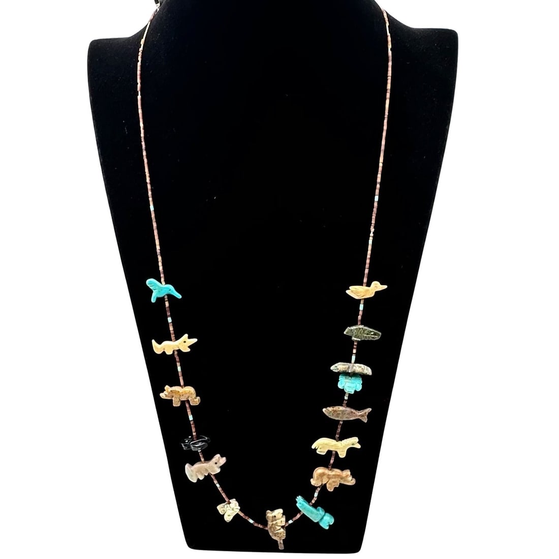 Native American Multi Gemstone Turquoise Sterling Silver Festish Necklace Loose Stringing (1 of 2)