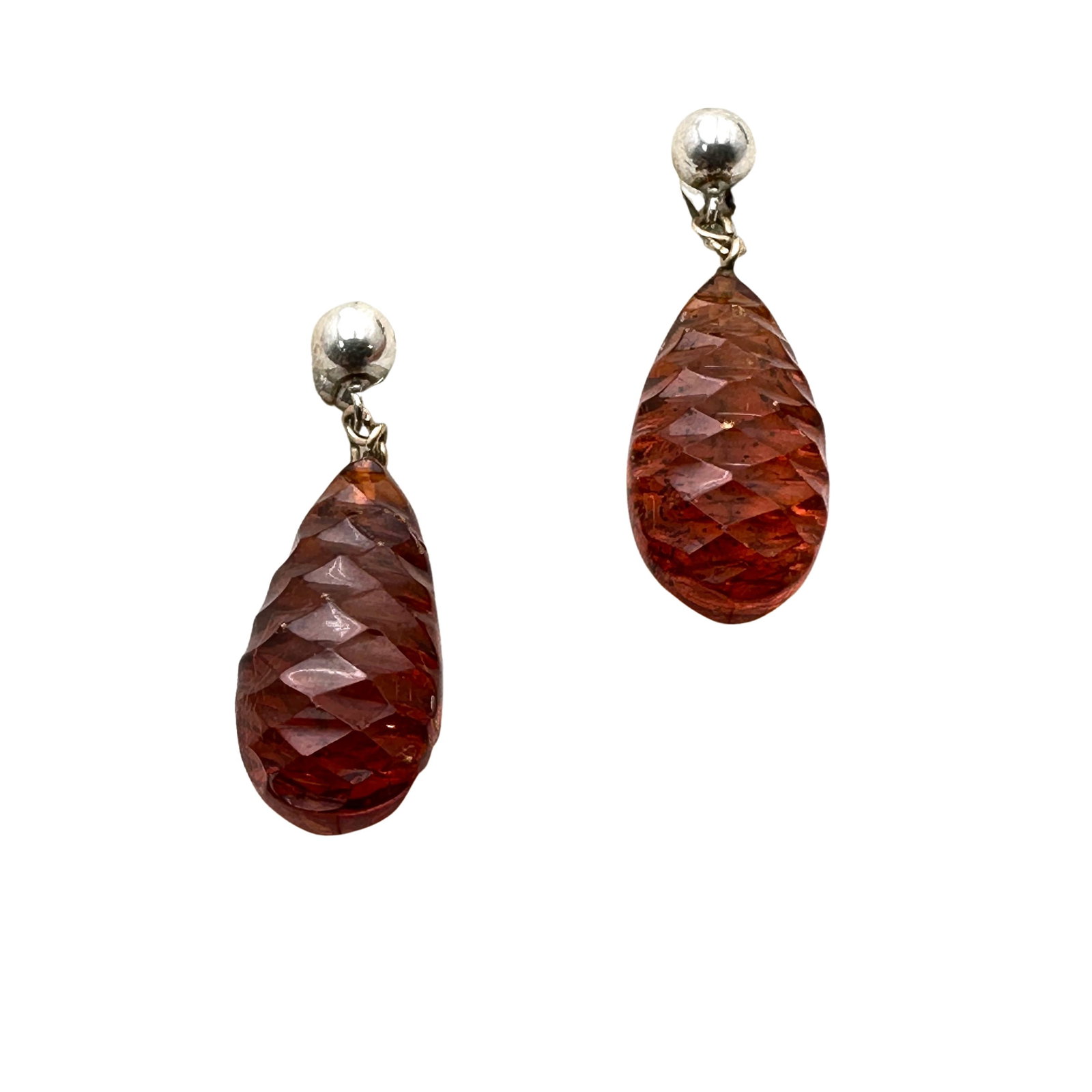 Vintge Natural Amber Sterling Silver Earrings Chandelier Pierced: Vintge Natural Amber Sterling Silver Earrings Chandelier Pierced