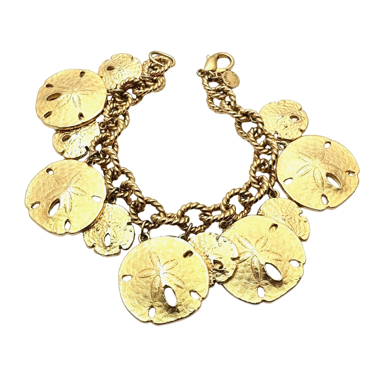 Vintage Erwin Pearl Gold Tone Sand Dollar Charm Bracelet 7 Inch Length: Vintage Erwin Pearl Gold Tone Sand Dollar Charm Bracelet 7 Inch Length