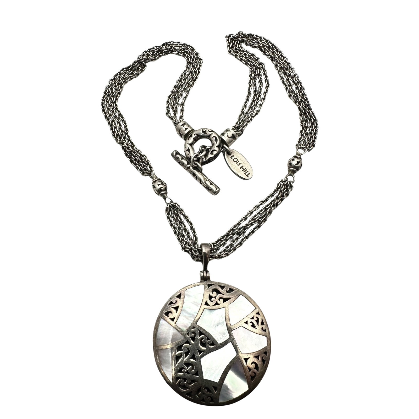 Lois Hill Sterling Silver Pendant Necklace 16 Inch 2 Inch Pendant 55 Grams: Lois Hill Sterling Silver Pendant Necklace 16 Inch 2 Inch Pendant 55 Grams