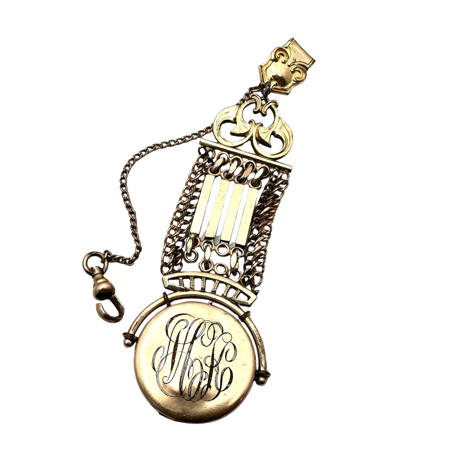 Vintage Gold Filled Pocket Watch Chain Picture Locket Fob Selling As Is Some Dents: Vintage Gold Filled Pocket Watch Chain Picture Locket Fob Selling As Is Some Dents