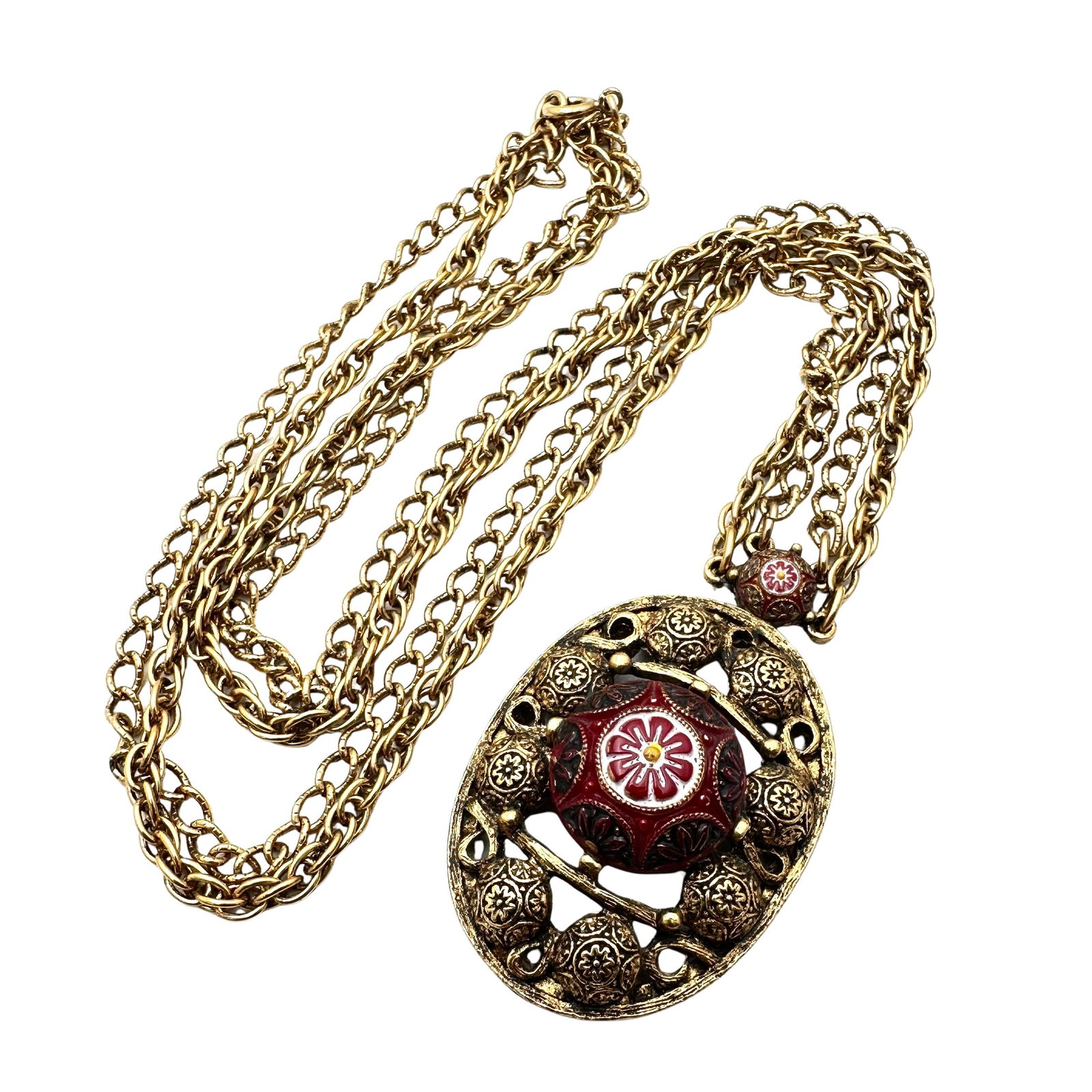 Vintage Juliana for Celebrity N.Y. Moroccan Matrix Gold Tone Pendant Necklace 20 Inch: Vintage Juliana for Celebrity N.Y. Moroccan Matrix Gold Tone Pendant Necklace 20 Inch