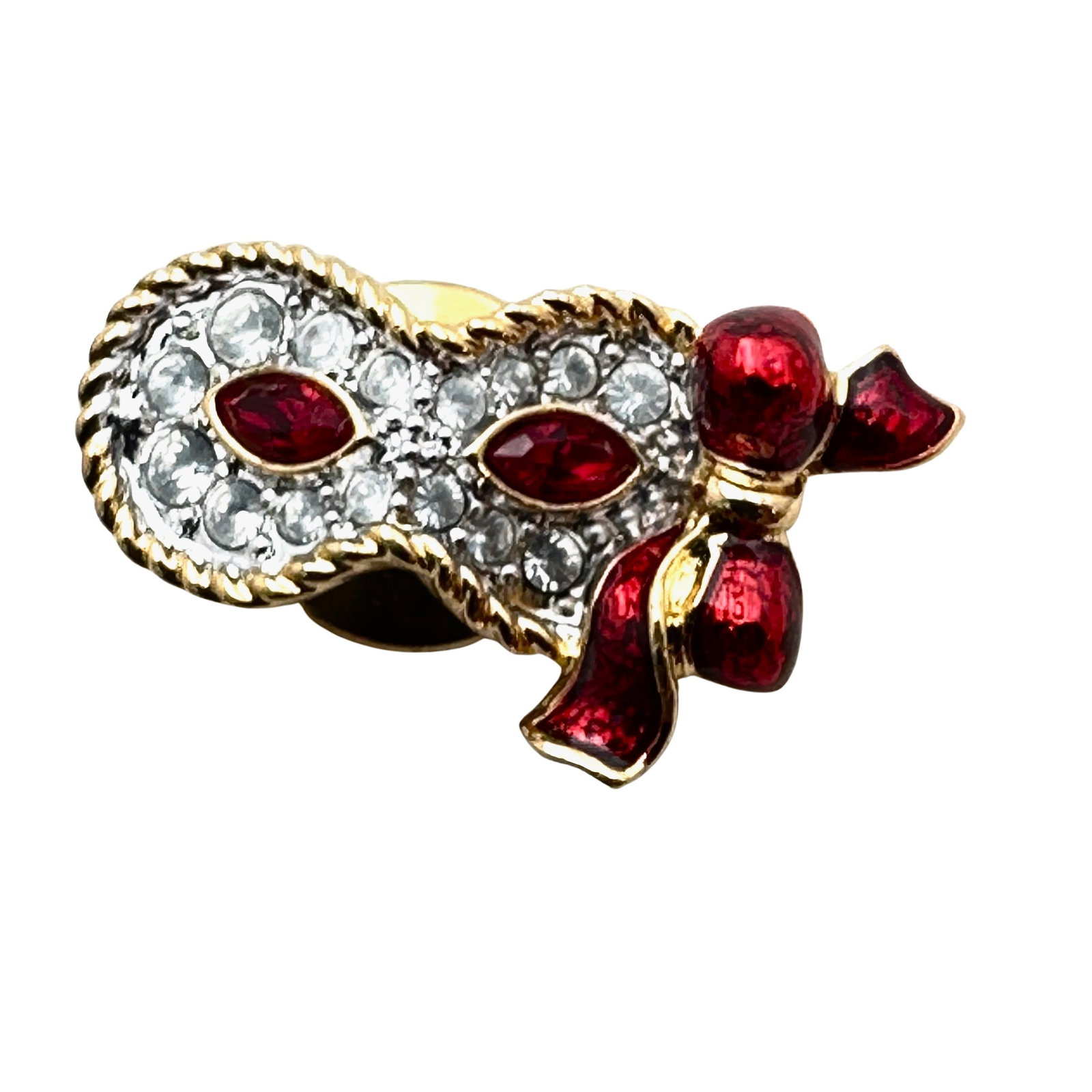 Swarovski Swan Hallmark Crystal Enamel Mask Pin Brooch Tie Tac 1 Inch: Swarovski Swan Hallmark Crystal Enamel Mask Pin Brooch Tie Tac 1 Inch