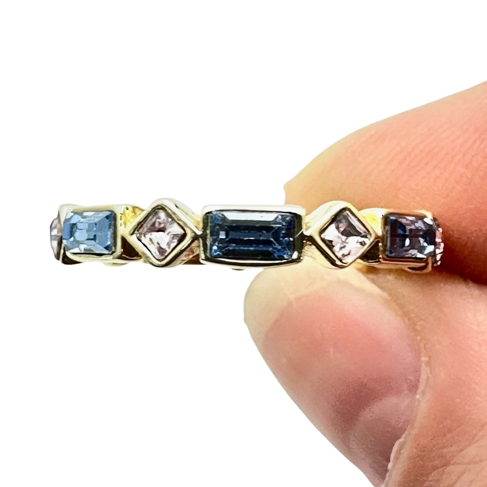 Kirks Folly Blue Crystal Gold Plated Band Ring Size 7 Unworn Condition (1 of 2)