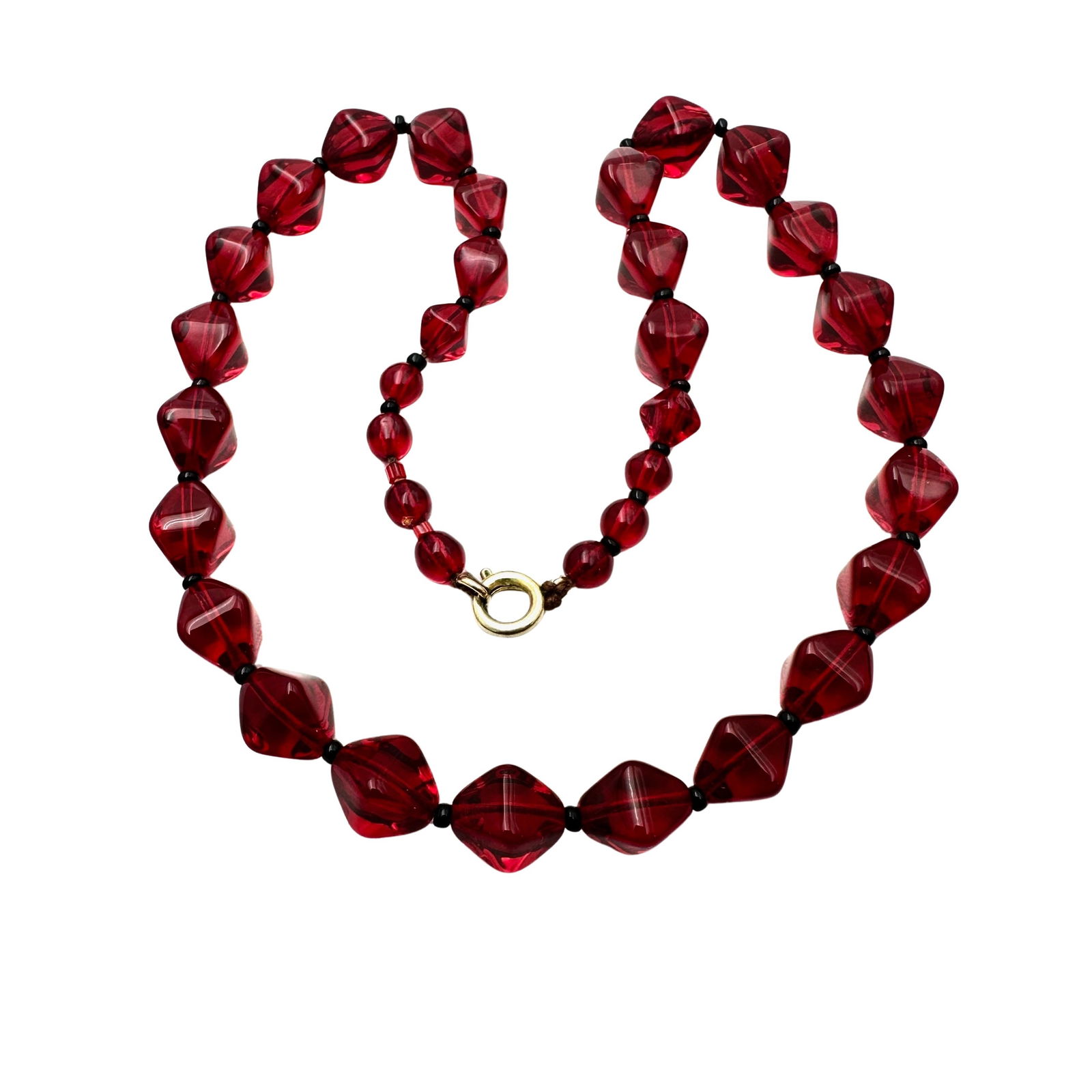 Antique Vintage Red Czech Glass Bead Necklace 16 Inch: Antique Vintage Red Czech Glass Bead Necklace 16 Inch