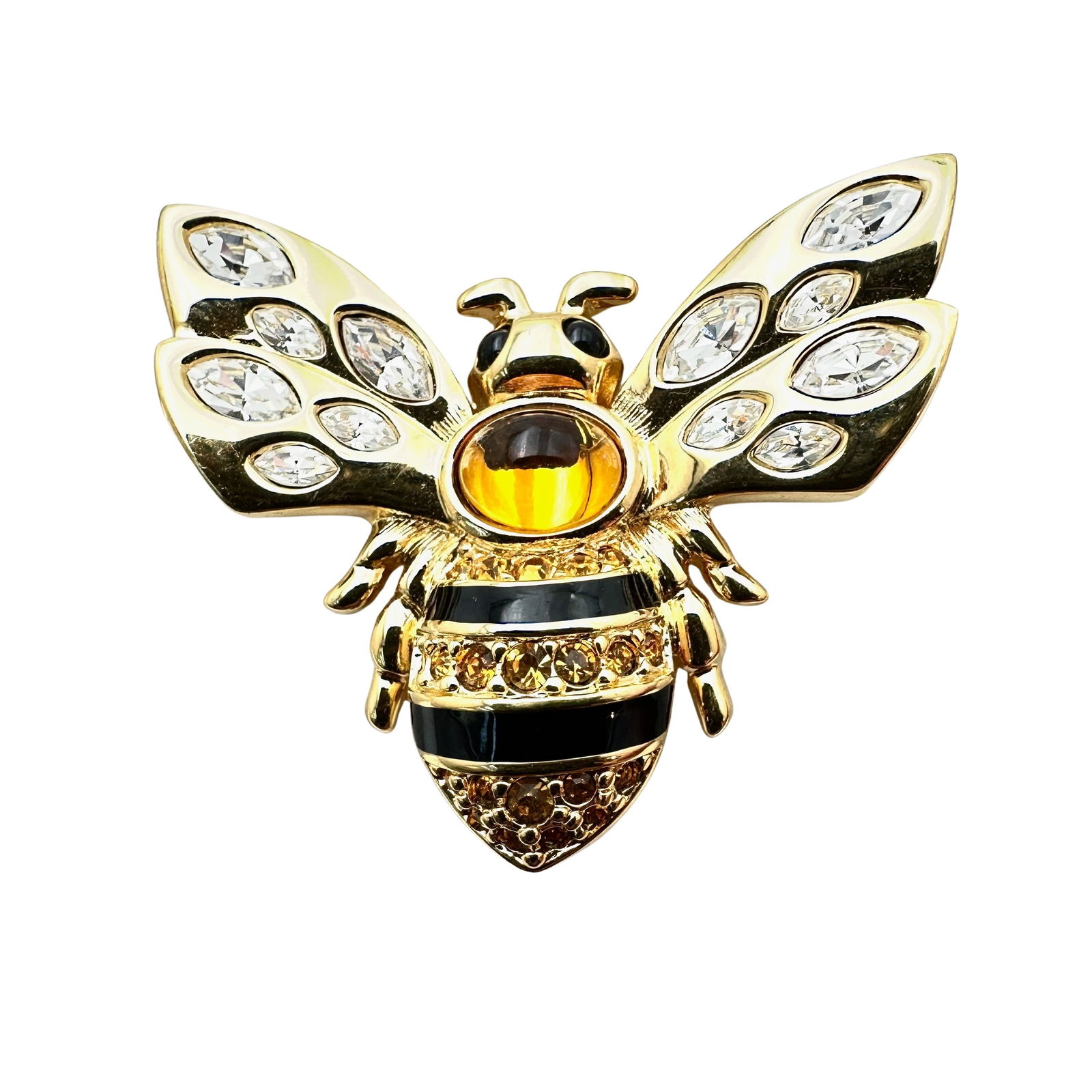 Swarovski Swan Hallmark Crystal Enamel Bumble Bee Brooch Pin Gold Plated Unworn Condition (1 of 2)