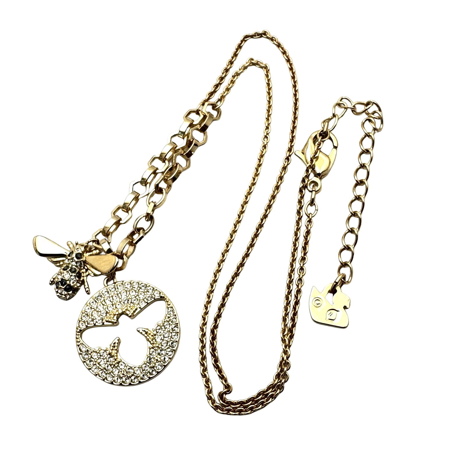 Swarovski Swan Hallmark Crystal Bumble Bee Pendant Gold Plated Necklace 15 to 17 Inch (1 of 2)