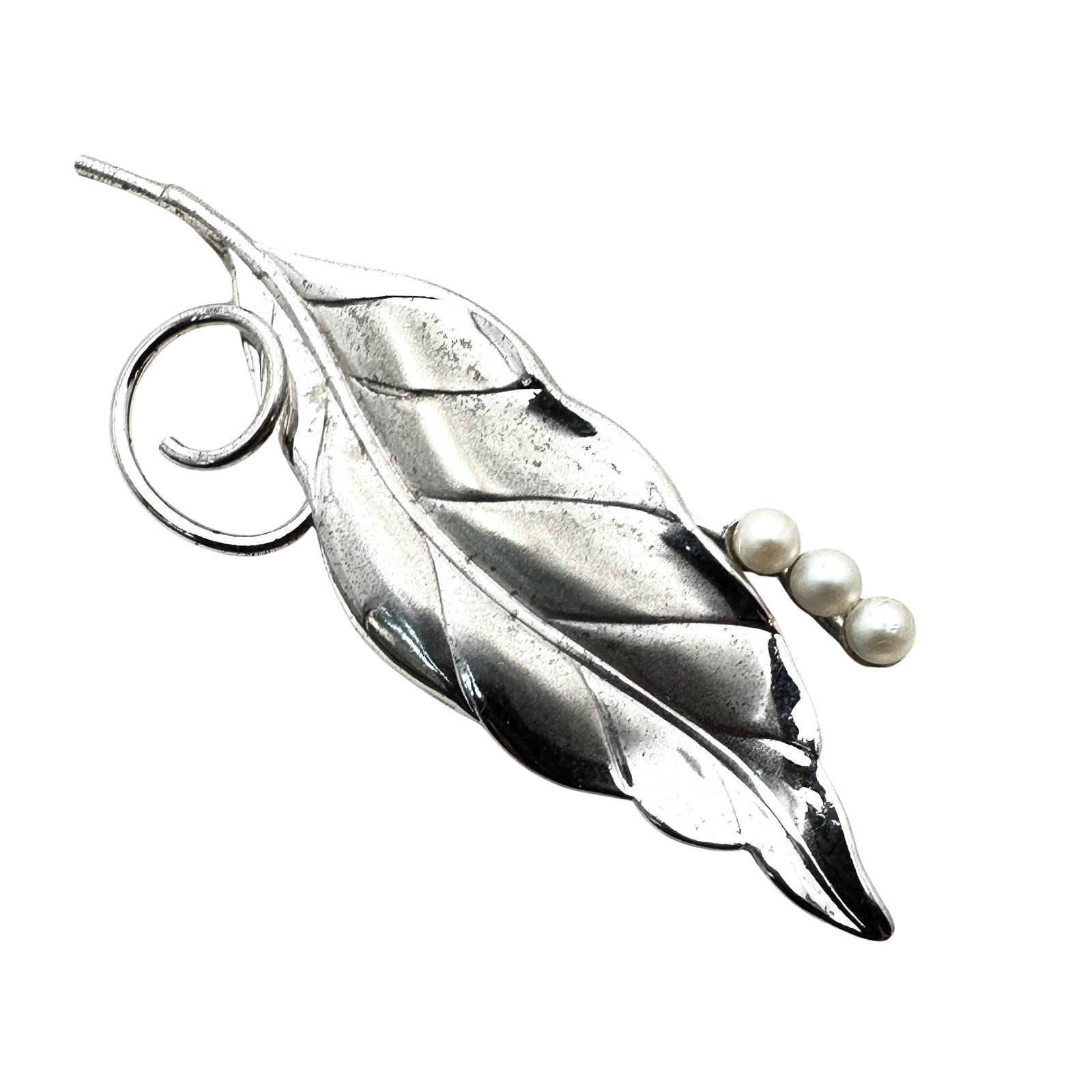 Vintage Carl Art Sterling Silver Pearl Brooch Pin 2.5 Inch 6.5 Grams: Vintage Carl Art Sterling Silver Pearl Brooch Pin 2.5 Inch 6.5 Grams