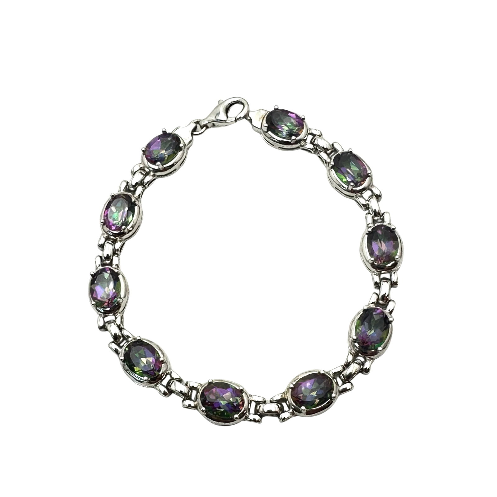 Sterling Silver Color Changing Sapphire Tennis Bracelet 7 Inch 12 Grams: Sterling Silver Color Changing Sapphire Tennis Bracelet 7 Inch 12 Grams