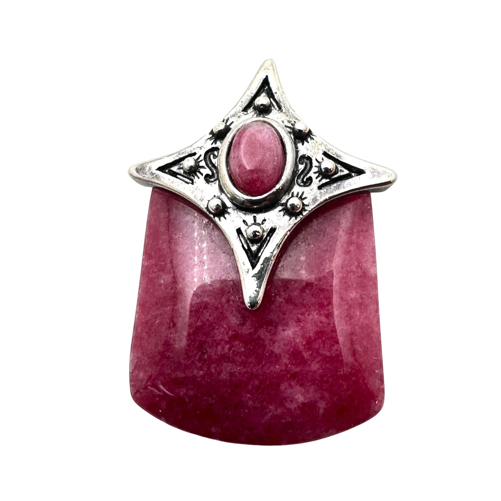 Sterling Silver Red Gemstone Pendant Hallmarked PD (1 of 2)