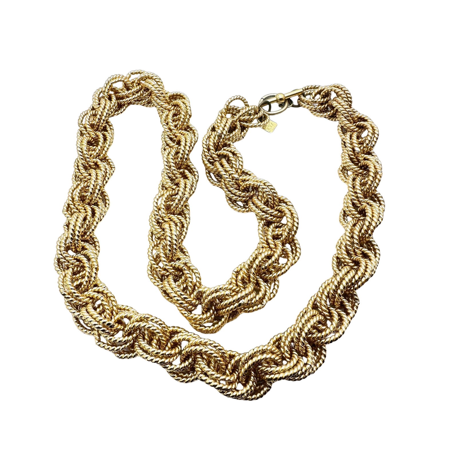 Vintage Anne Klein Gold Tone Ribbed Link Toggle Clasp Necklace 28 Inch: Vintage Anne Klein Gold Tone Ribbed Link Toggle Clasp Necklace 28 Inch