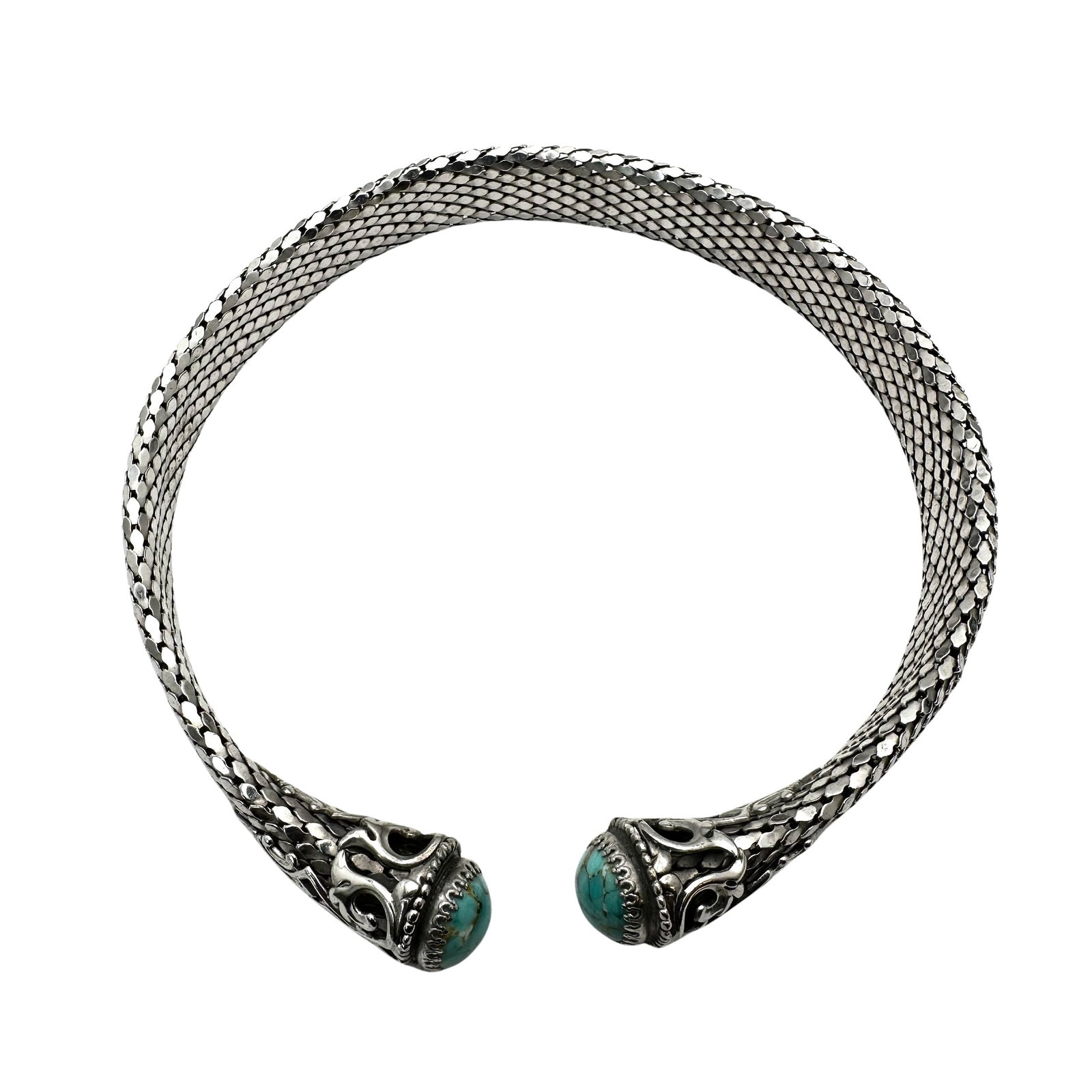 Vintage Whiting And Davis Turquoise Art Glass Silver Tone Choker Necklace: Vintage Whiting And Davis Turquoise Art Glass Silver Tone Choker Necklace