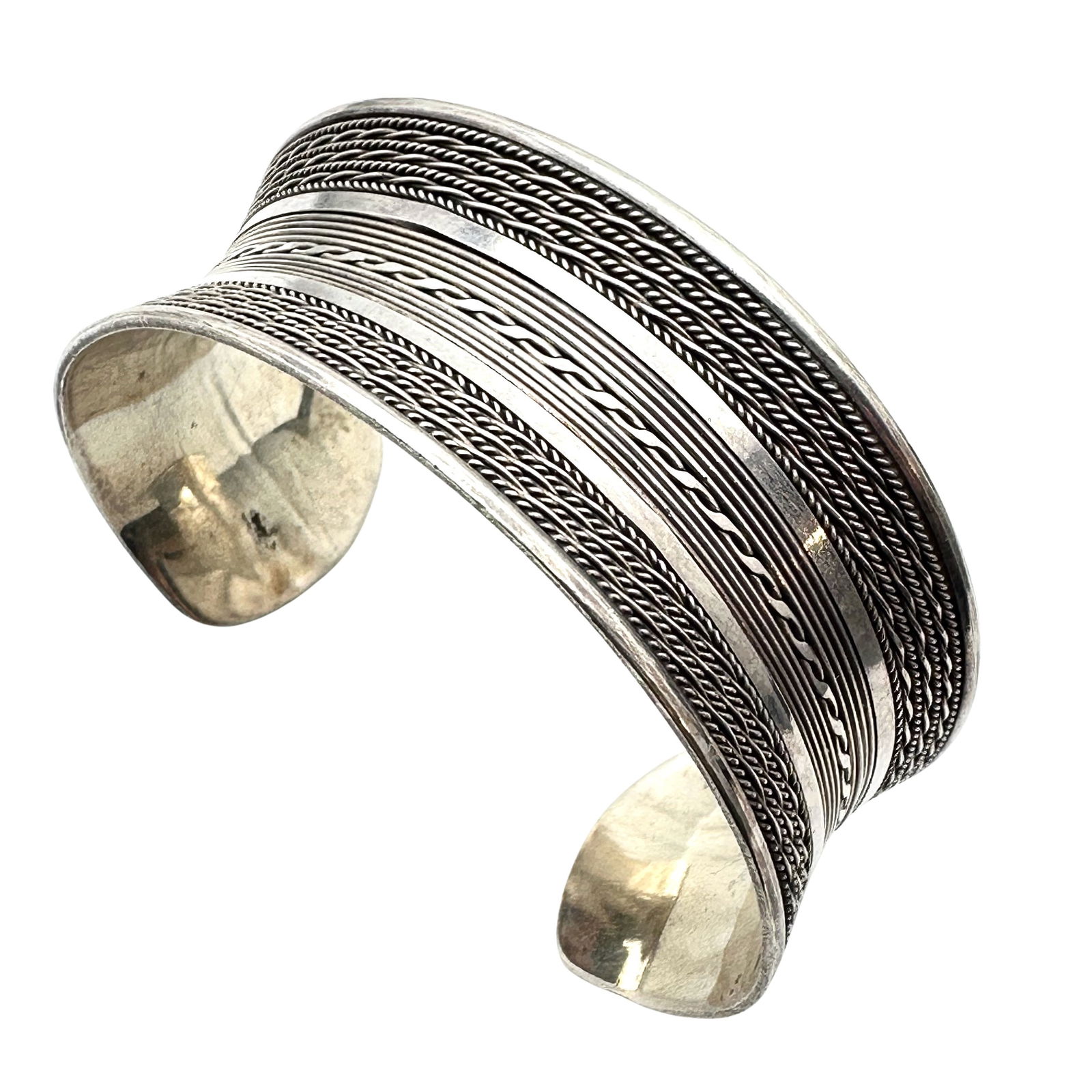 Vintage Sterling Silver Wide Cuff Bracelet 48 Grams Expandable Size (1 of 2)