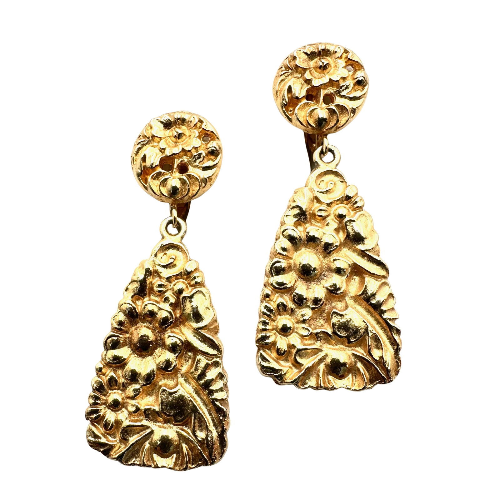 Vintage Kenneth Jay Lane KJL Gold Tone Chandelier Clip Earrings: Vintage Kenneth Jay Lane KJL Gold Tone Chandelier Clip Earrings