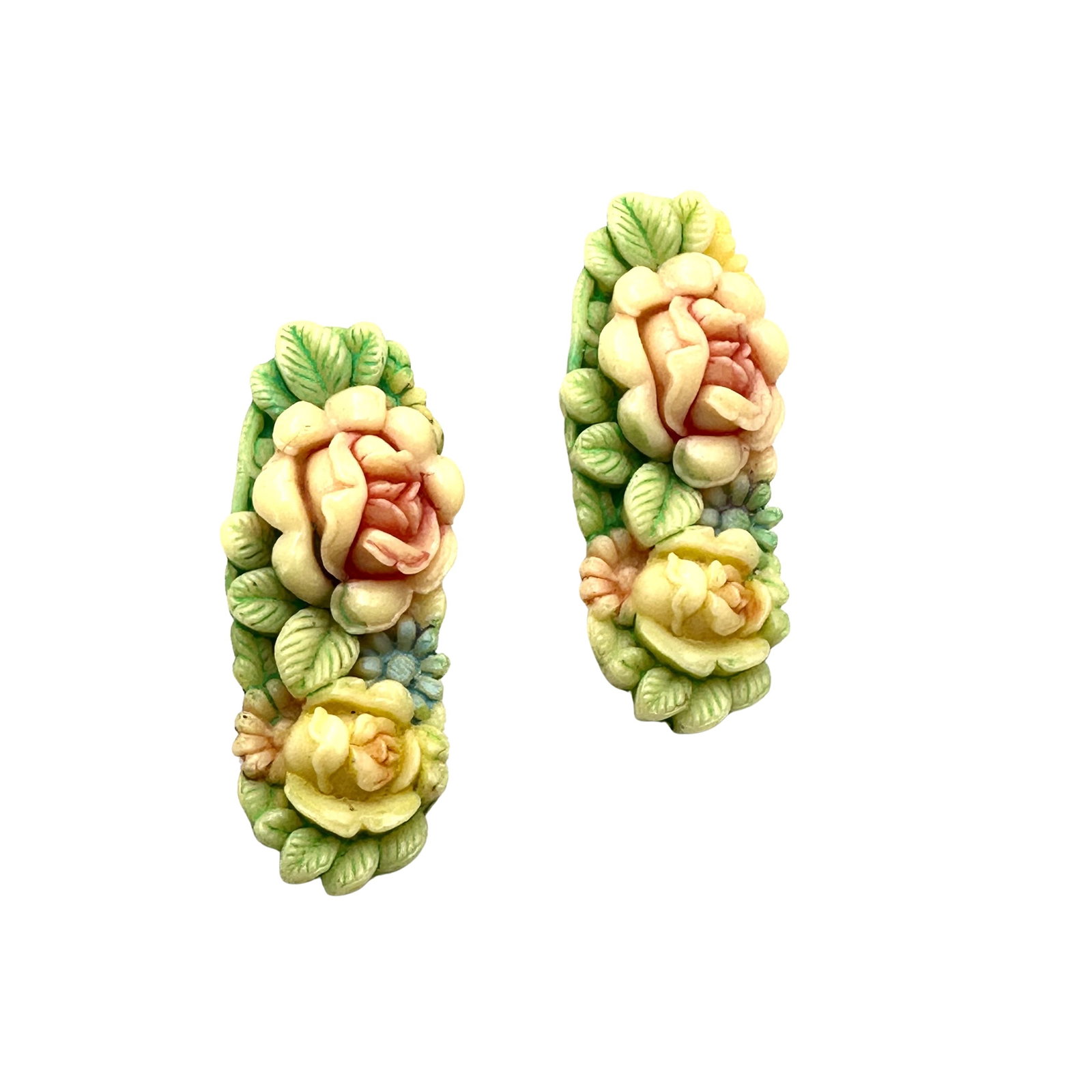 Antique Vintage Celluloid Pair of Pastel Fur Dress Clips 1.5 Inch Each: Antique Vintage Celluloid Pair of Pastel Fur Dress Clips 1.5 Inch Each