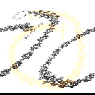 Vintage Oscar De La Renta Matte Gold Tone Ribbed Link 16 Inch Chain Necklace: Vintage Oscar De La Renta Matte Gold Tone Ribbed Link 16 Inch Chain Necklace