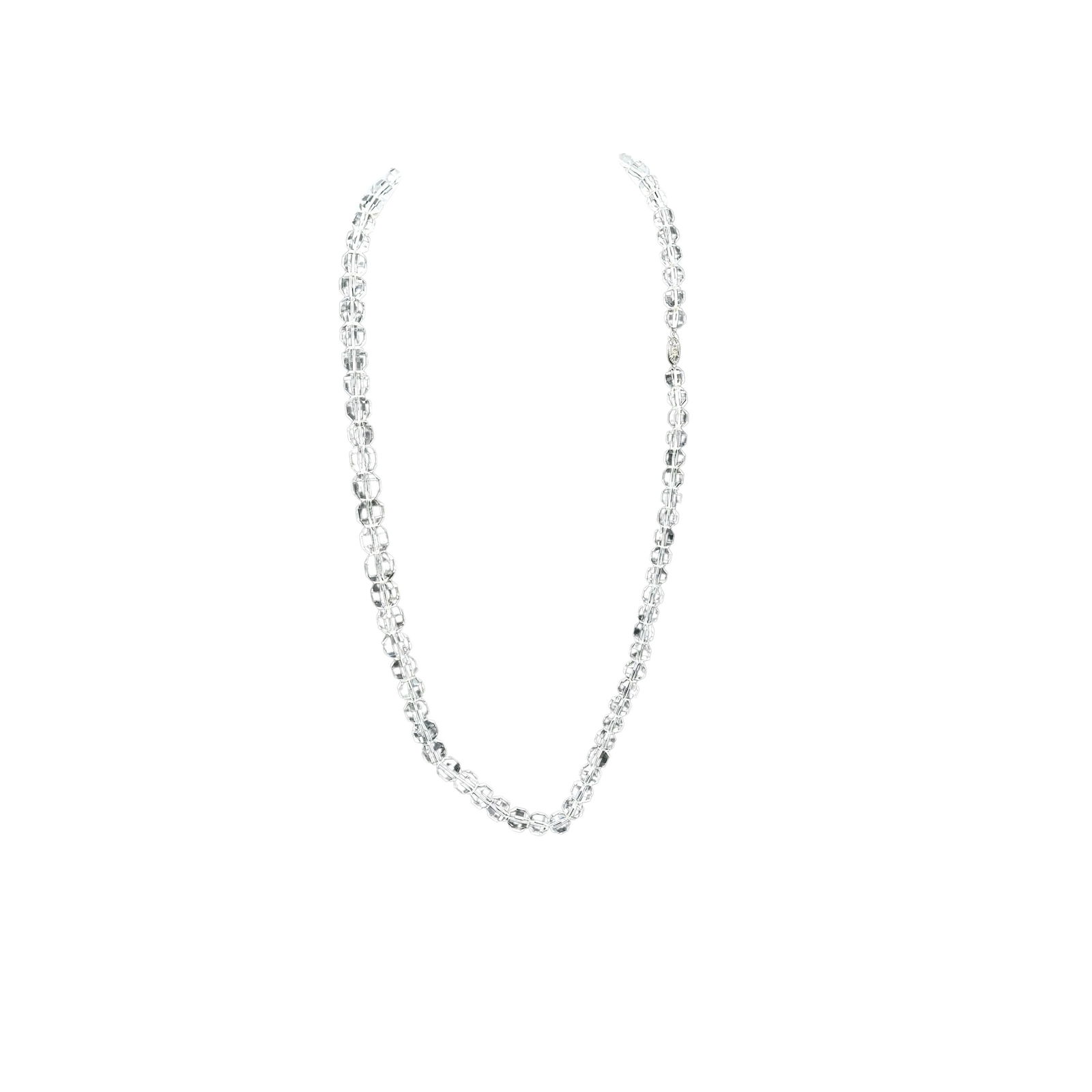 Antique Clear Rock Crystal Gemstone Graduated Cut Bead Necklace 28 Inch Sterling Clasp (1 of 2)