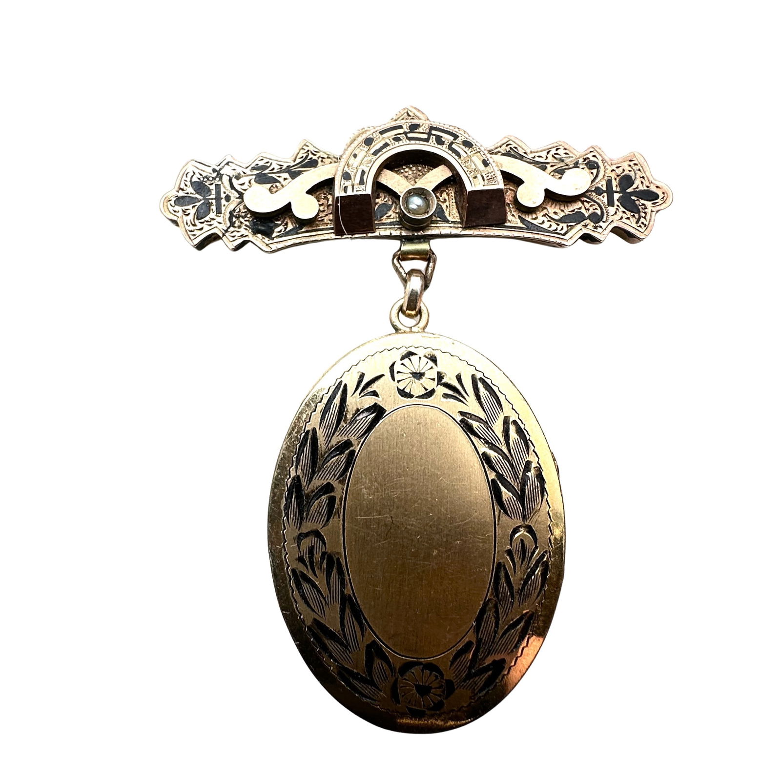 Antique Victorian Gold Filled Oval Picture Locket Brooch Pin 2.5 Inch (1 of 2)