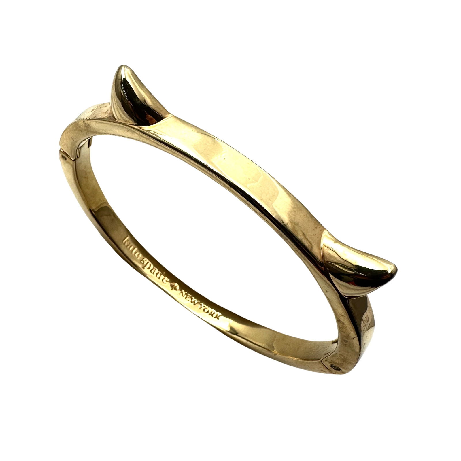Kate Spade Cat Design Gold Tone Hinged Bangle Bracelet Fits up to 6.5 Inch Wrist (1 of 2)