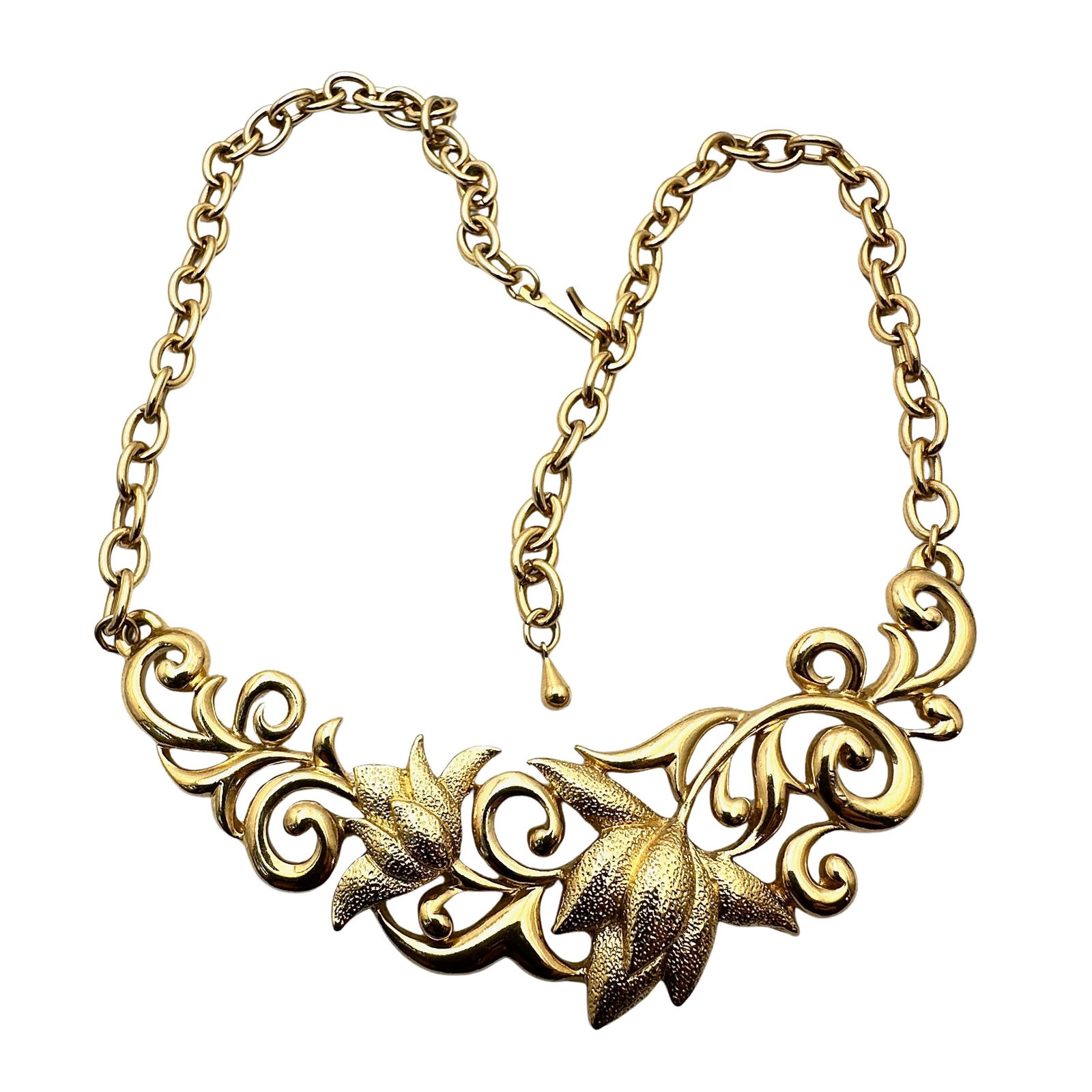 Vintage Gold Tone Statement Necklace 18 Inch Pristine Condition (1 of 2)