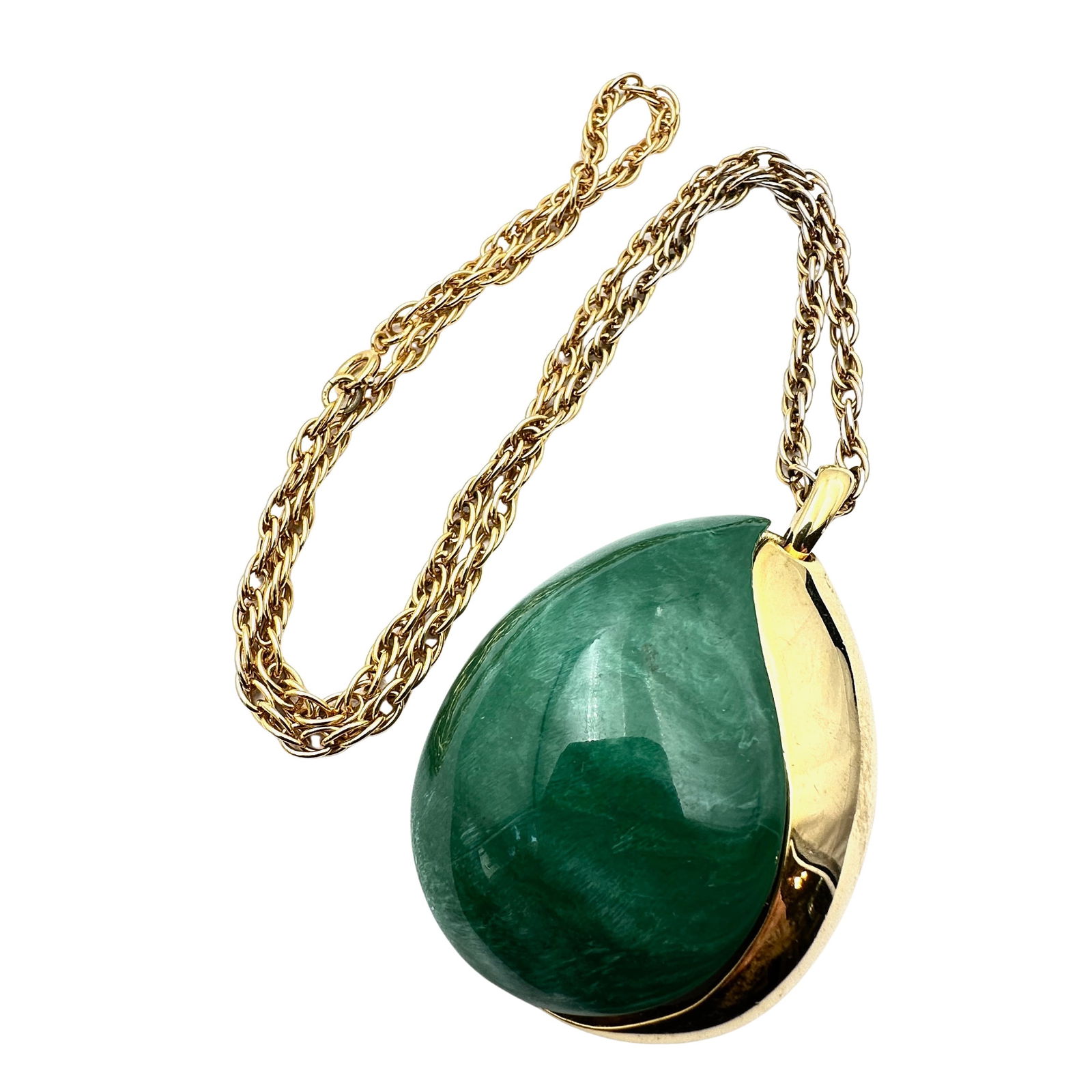 Vintage Green Swirl Lucite Gold Tone Pendant Necklace 20 Inch Chain 2.5 Inch Pendant: Vintage Green Swirl Lucite Gold Tone Pendant Necklace 20 Inch Chain 2.5 Inch Pendant