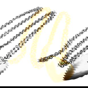 Vintage Matte Gold Tone Faux Pearl Heart Pendant Necklace 30 Inch: Vintage Matte Gold Tone Faux Pearl Heart Pendant Necklace 30 Inch