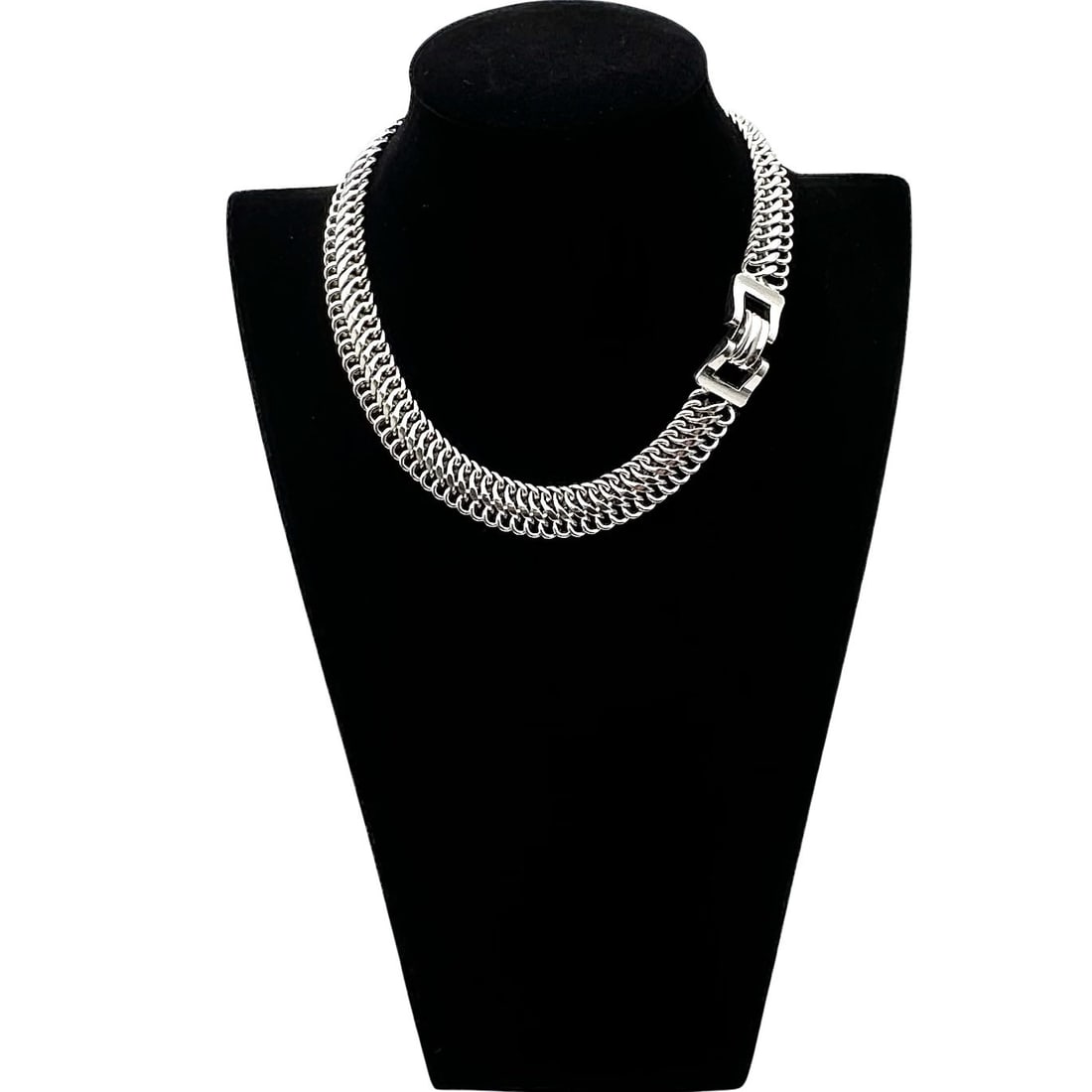 Vintage Coro Pegasus Wide Silver Tone Choker Necklace 15 Inch (1 of 2)