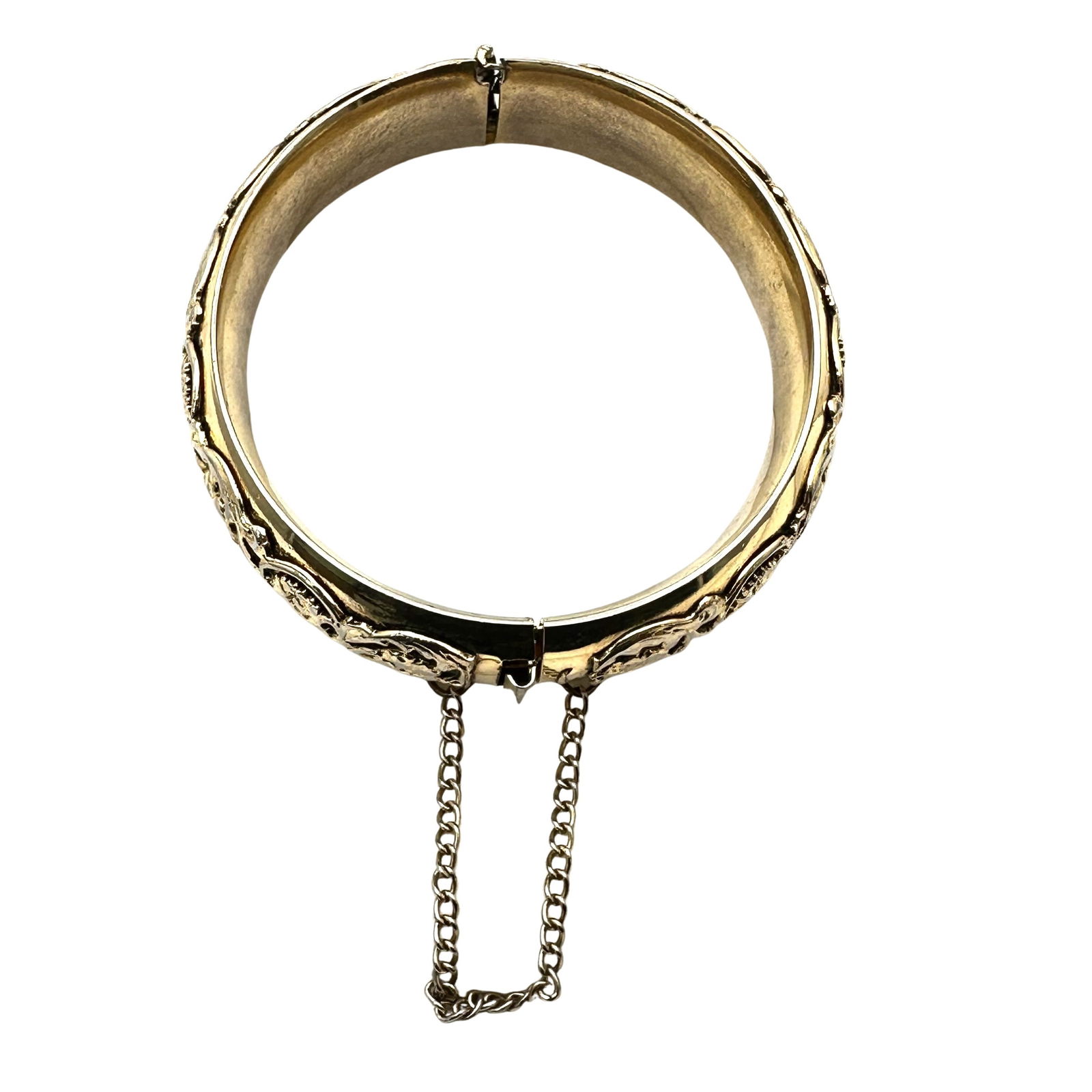 Vintage Gold Filled Hinged Bangle Bracelet Fits Up to  7.5 Inch Wrist Raised Design (1 of 1)