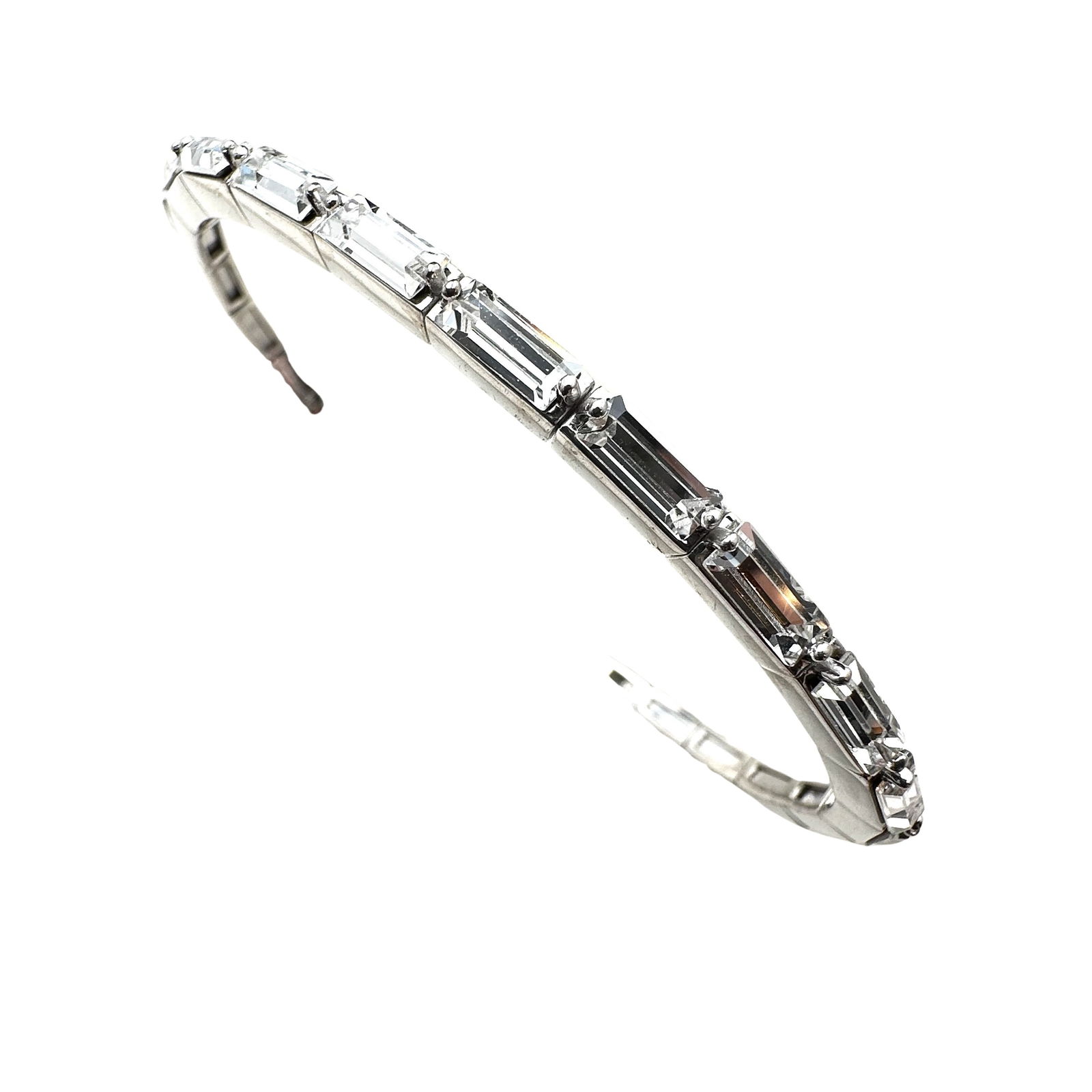 Swarovski Swan Hallmark Crystal Silver Tone Cuff Bracelet 7 Inch (1 of 2)