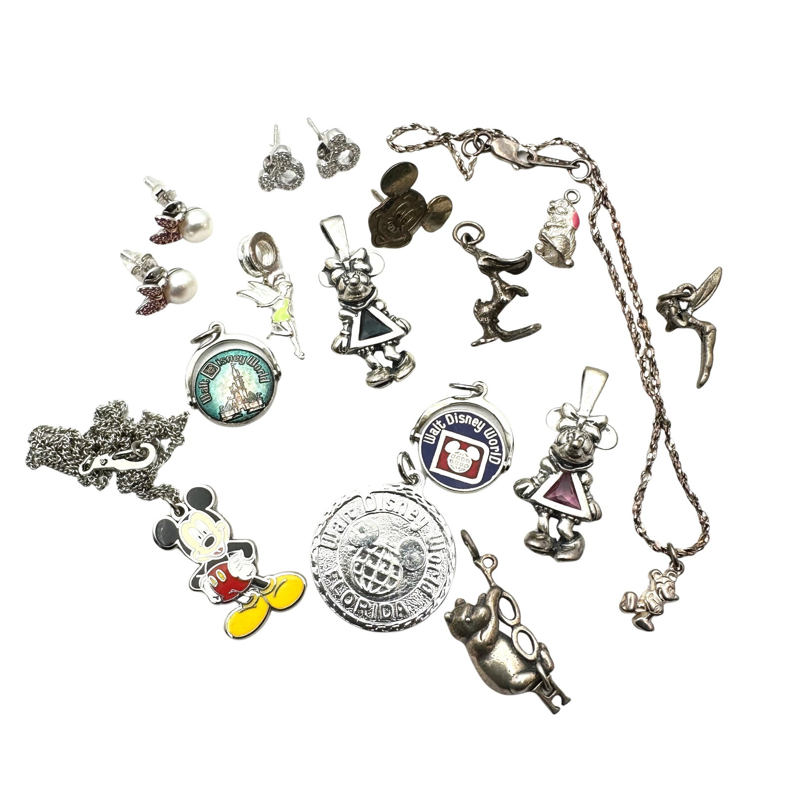Grouping of Disney Jewelry Pendants Necklace Mickey Mouse Minnie: Grouping of Disney Jewelry Pendants Necklace Mickey Mouse Minnie