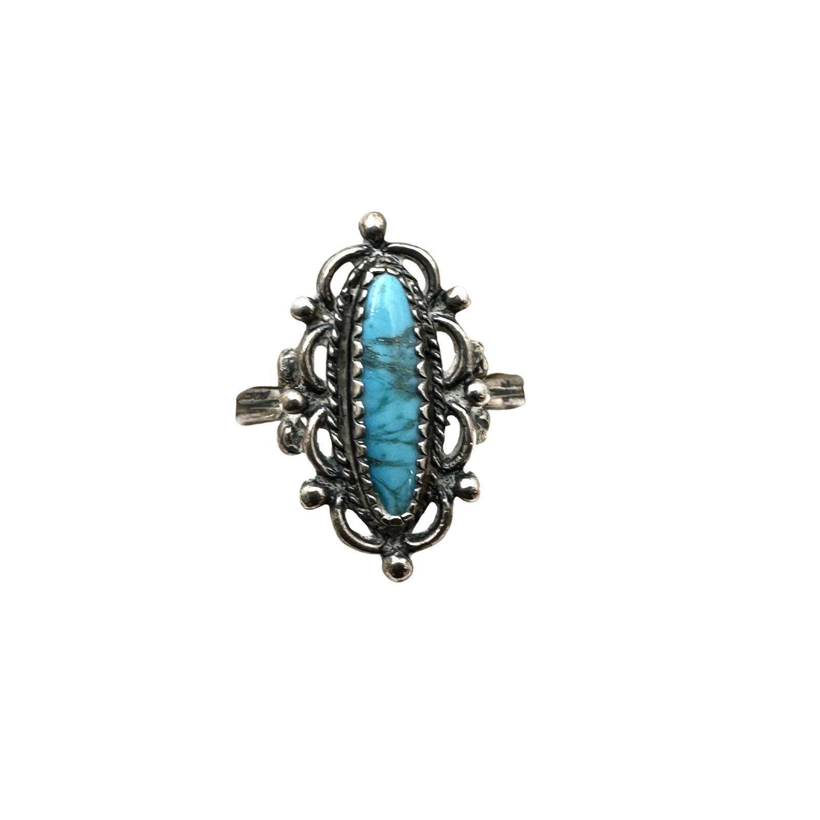Vintage American Southwest Turquoise Sterling Silver Ring Size 6 (1 of 2)