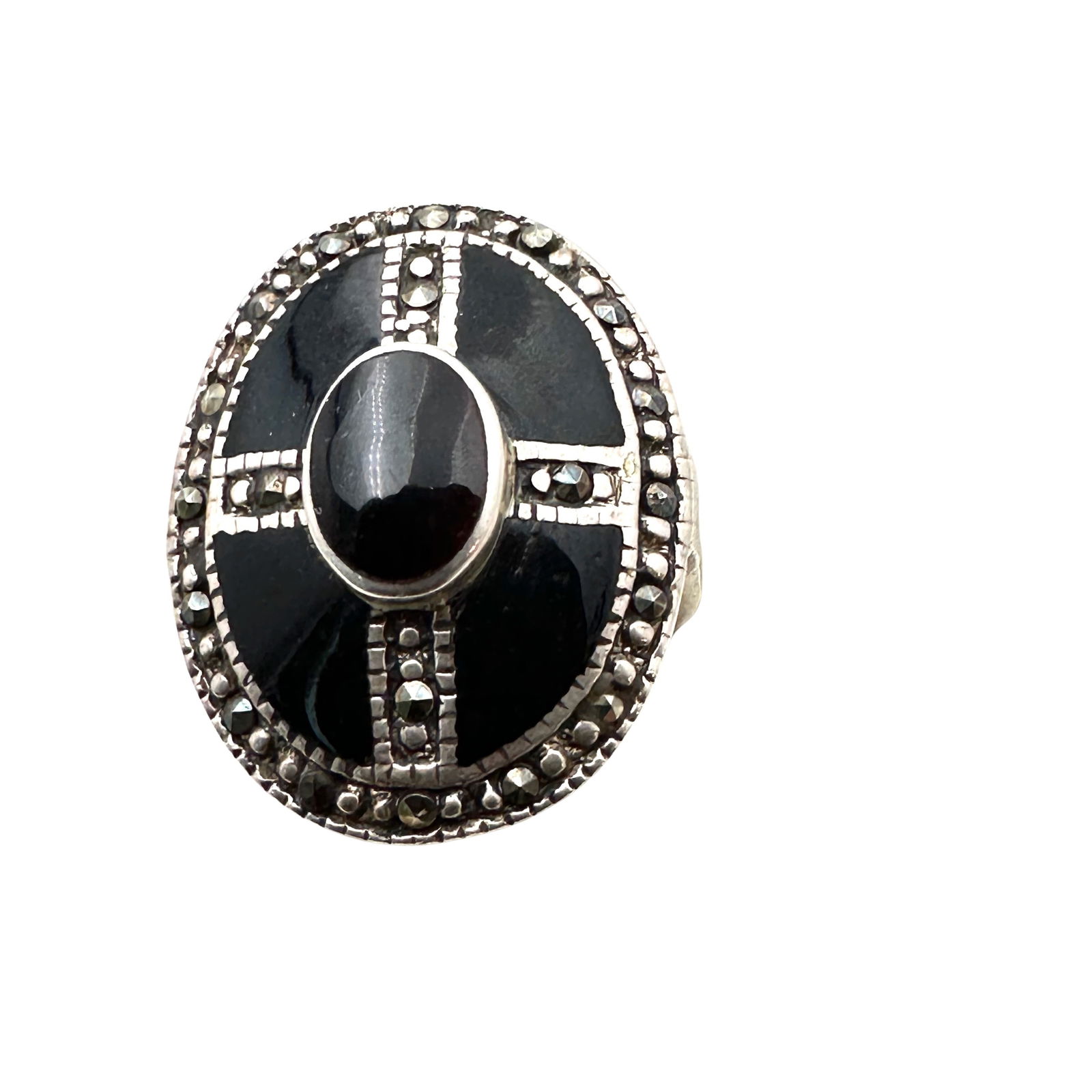 Vintage Marcasite Sterling Silver Ring Size 7.5: Vintage Marcasite Sterling Silver Ring Size 7.6