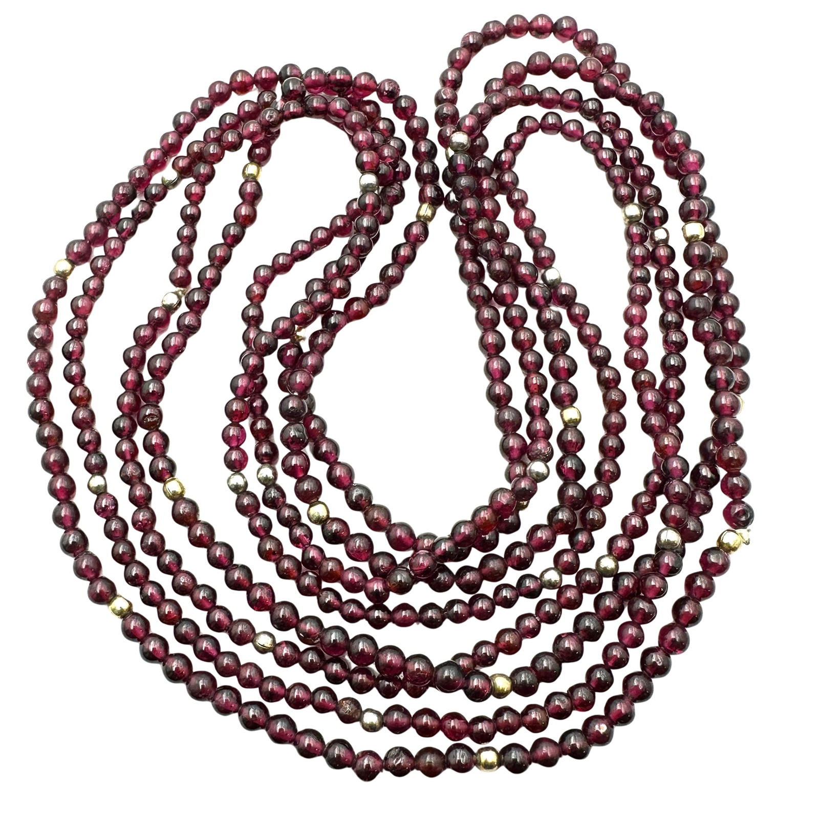 Vintage Group Two Necklaces Garnet and Gold Beads 30 Inch Each Strand (1 of 2)
