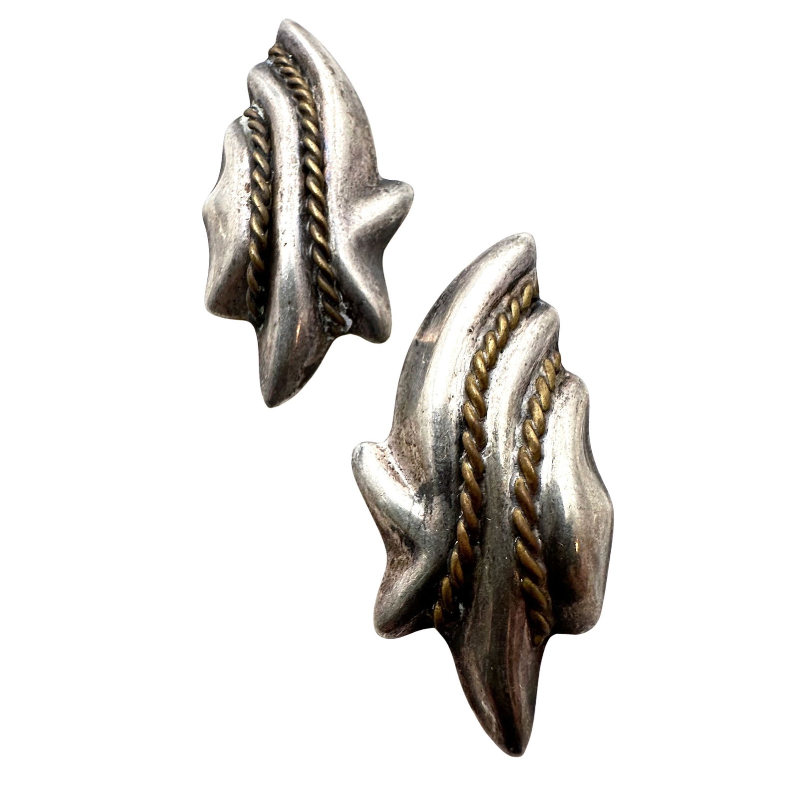 Vintage Taxco Mexico Sterling Silver Statement Earrings Clip 2 Inch 18 Grams (1 of 2)