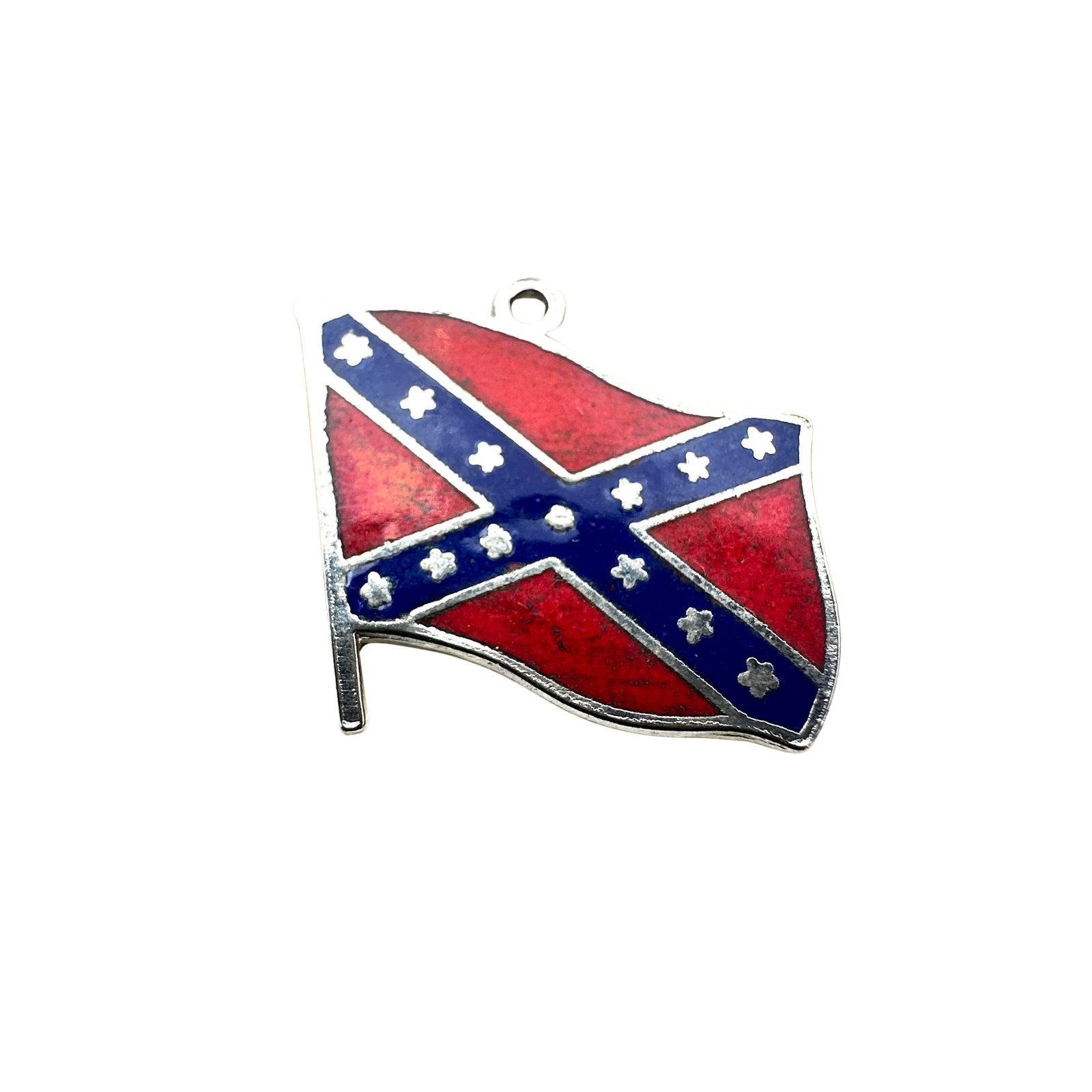 Vintage Sterling Silver Enamel Confederate Flag Charm 3/4 Inch: Vintage Sterling Silver Enamel Confederate Flag Charm 3/4 Inch