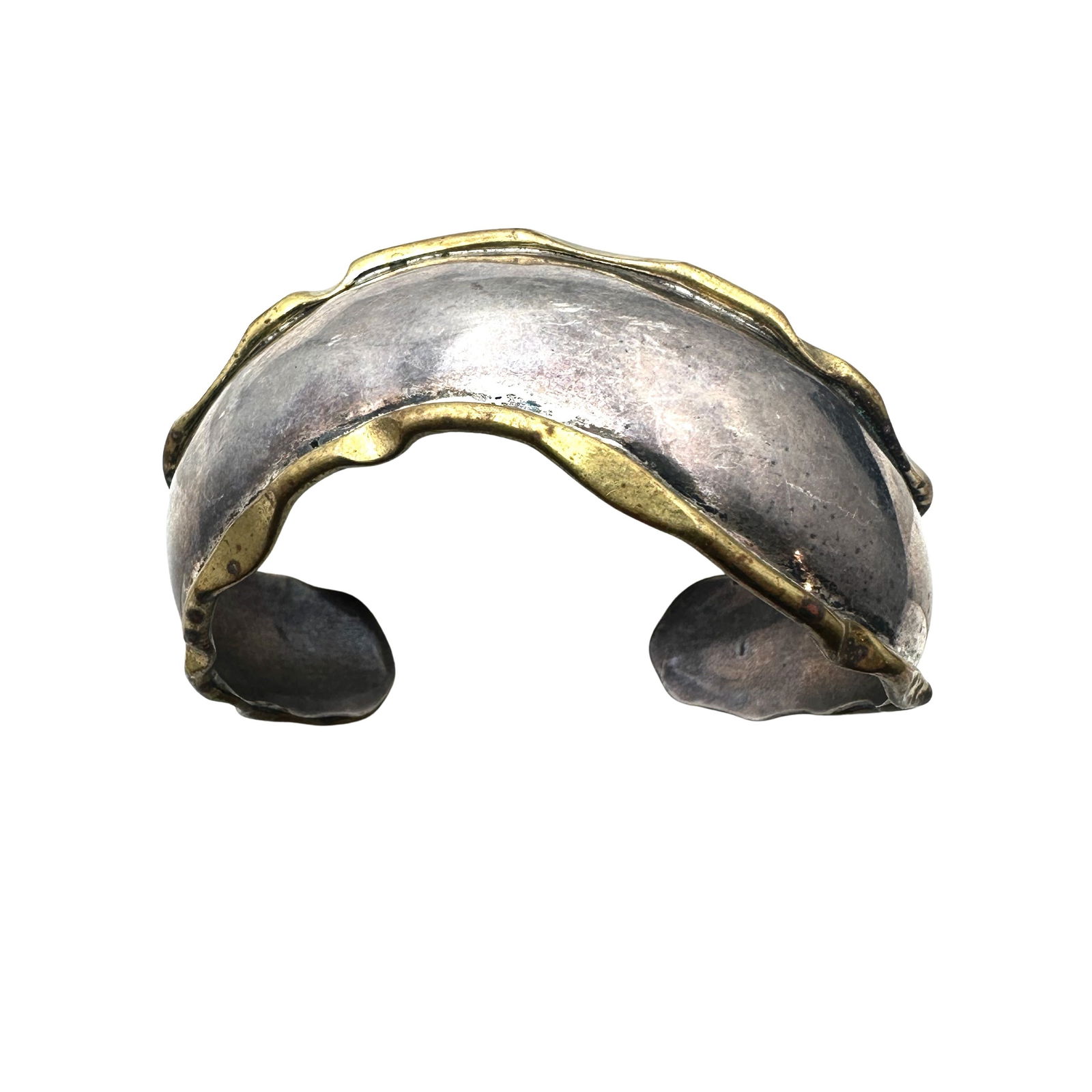 Vintage Mexico Sterling Silver Brass Cuff Bracelet Small Petite Size 6 Inch Weight 18 Grams (1 of 2)