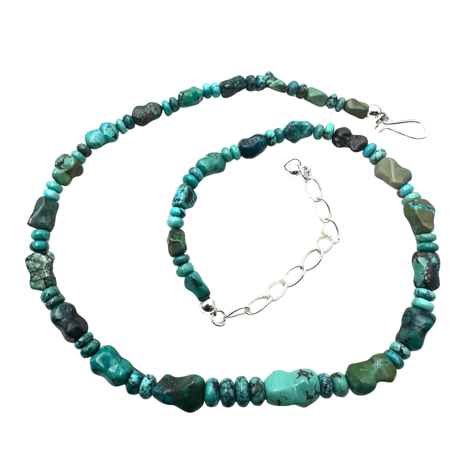 Jay King Mine Finds Turquoise Bead Sterling Silver Necklace 18 to 20 Inch: Jay King Mine Finds Turquoise Bead Sterling Silver Necklace 18 to 20 Inch