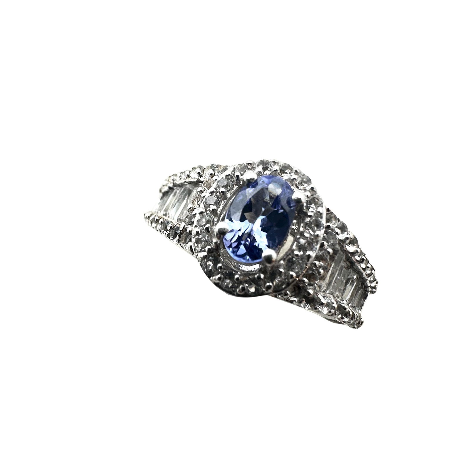 Tanzanite White Sapphire Sterling Silver Ring Size 7 (1 of 2)