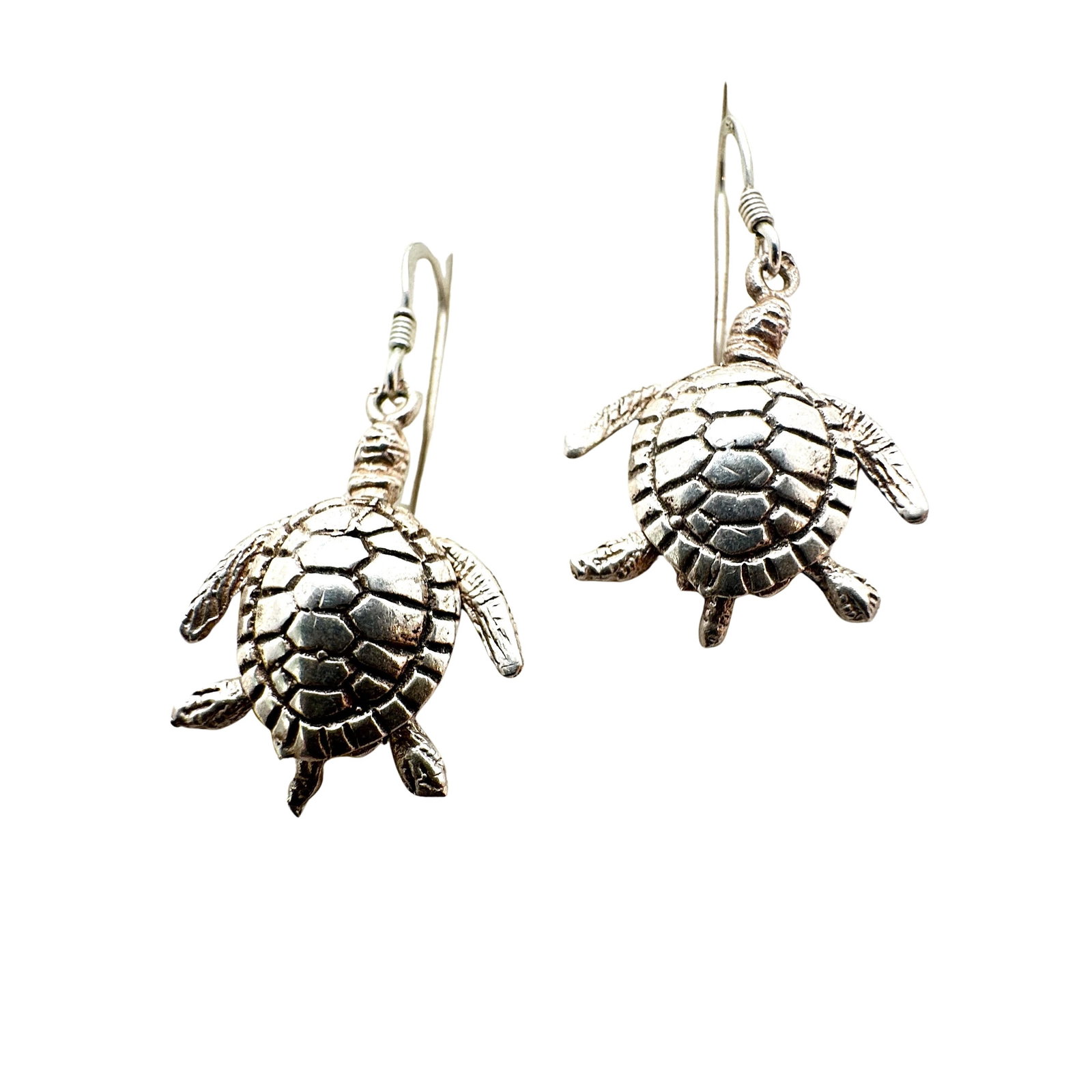 Sterling Silver Articulated Turtle Pierced Earrings 1.5 Inch: Sterling Silver Articulated Turtle Pierced Earrings 1.5 Inch
