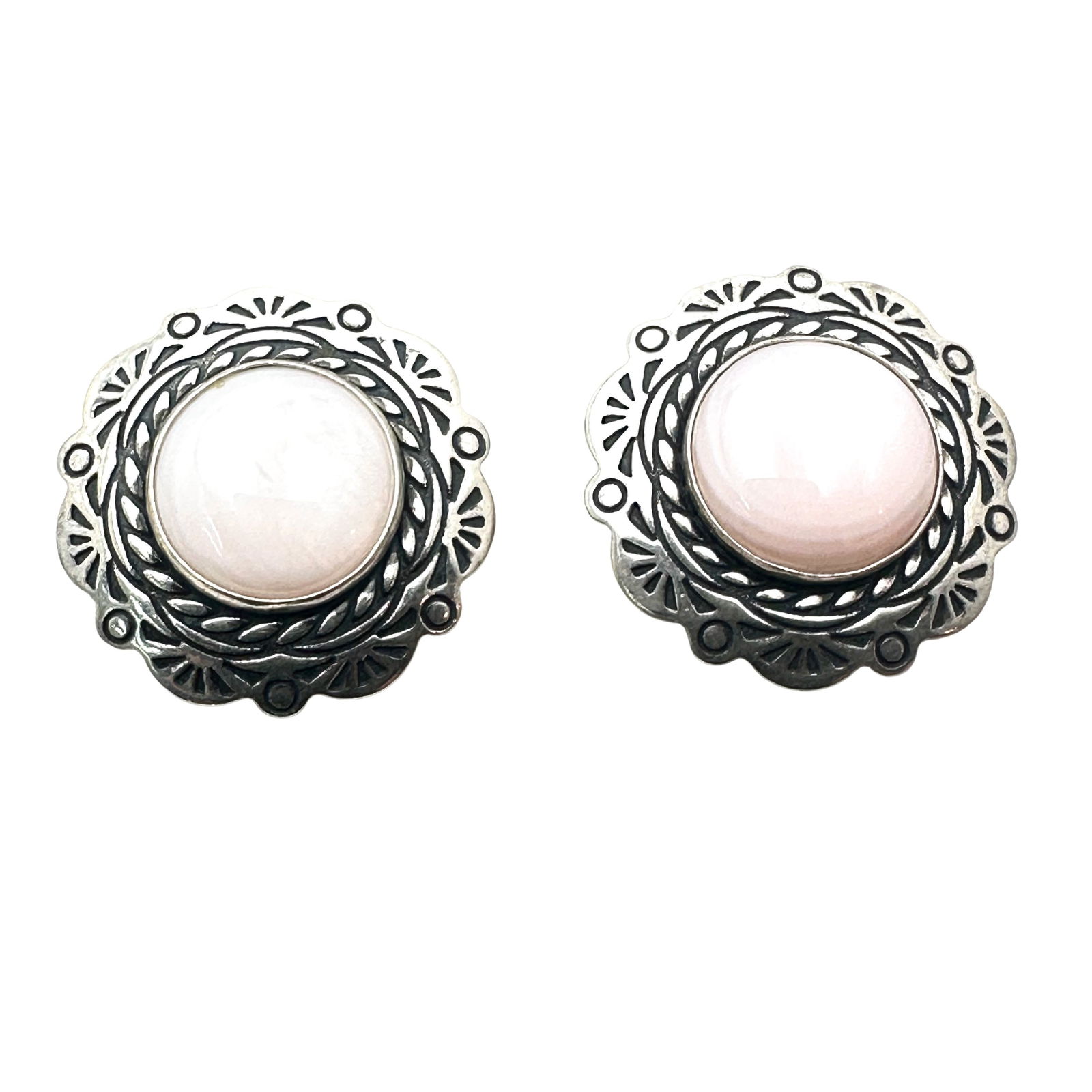 Carolyn Pollack Pink Pearl American Southwest Pierced Earrings (1 of 2)