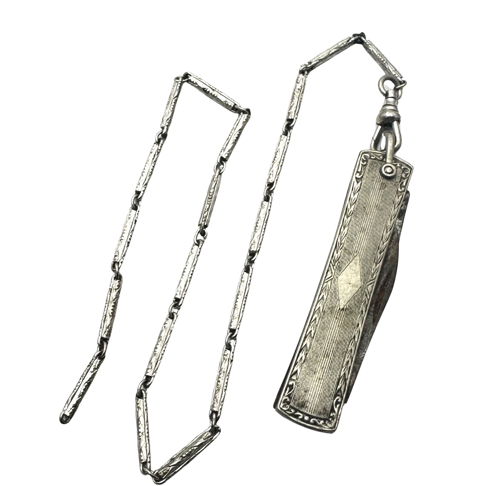 Antique Sterling Silver Pocket Watch Chain Small Knife Fob 12 Inch Chain Missing clip on End (1 of 2)