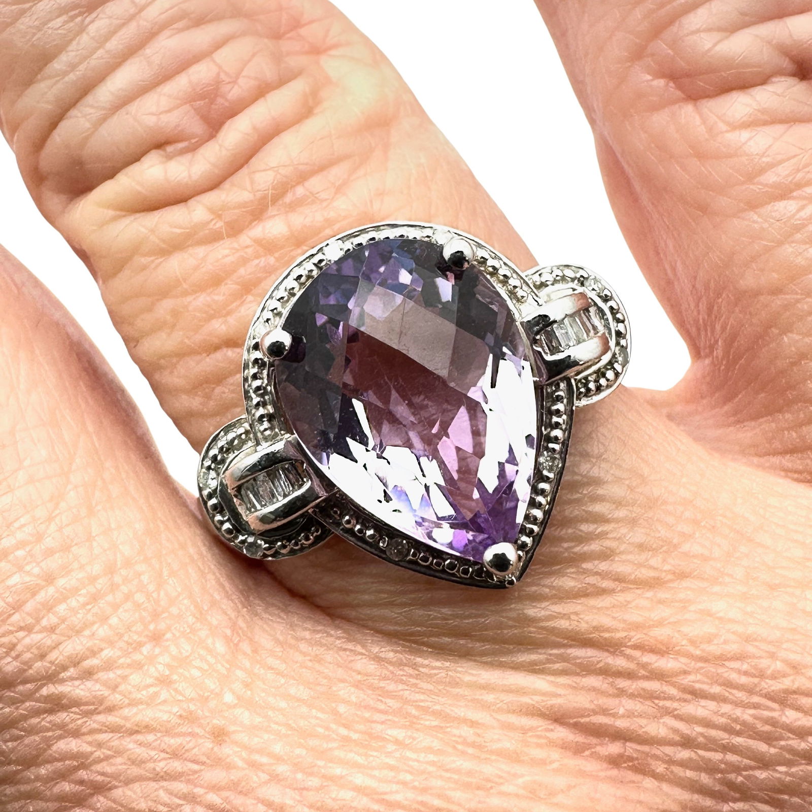 Purple Amethyst Sterling Silver Ring Size 10 (1 of 2)