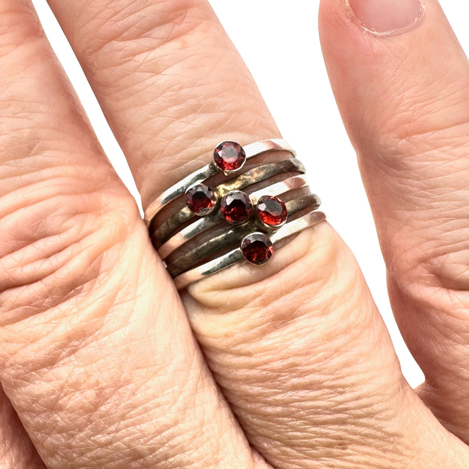 Garnet Sterling Silver ring Size 8.5 (1 of 2)