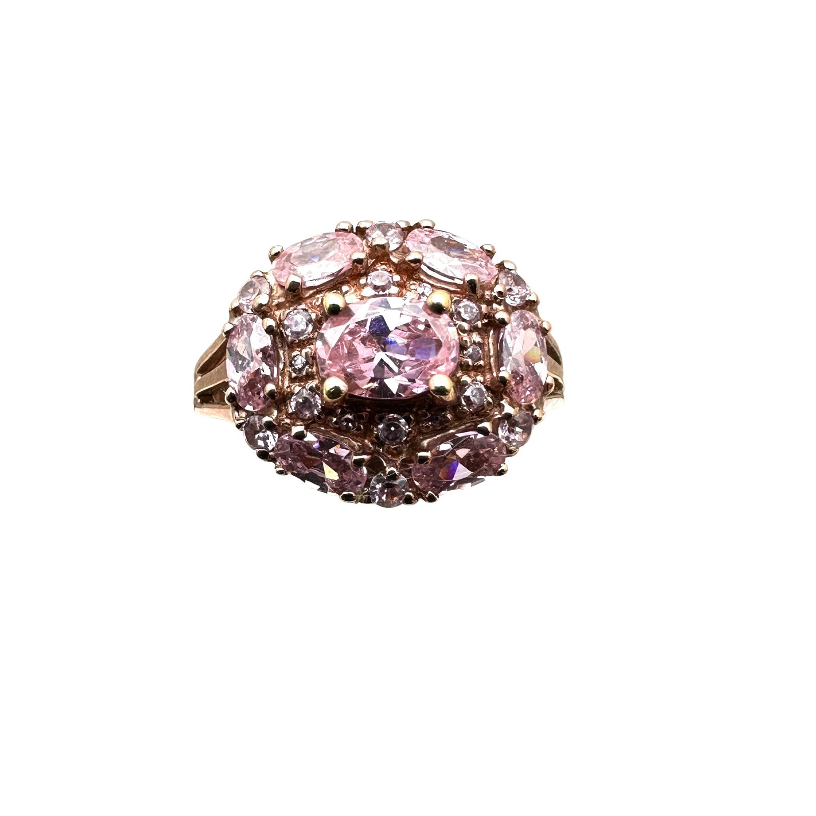 Rose Gold Over Sterling Silver Pink Cubic Zirconia Ring Size 10: Rose Gold Over Sterling Silver Pink Cubic Zirconia Ring Size 11