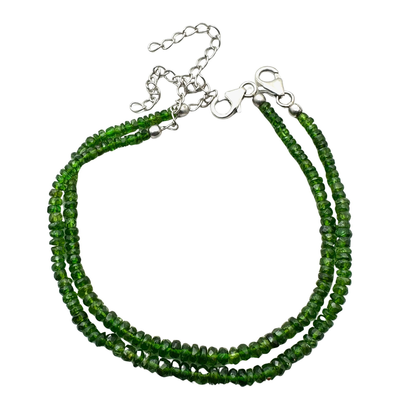 Pair of Two Chrome Diopside Sterling Silver Bracelets Size 7.25 Inch (1 of 2)