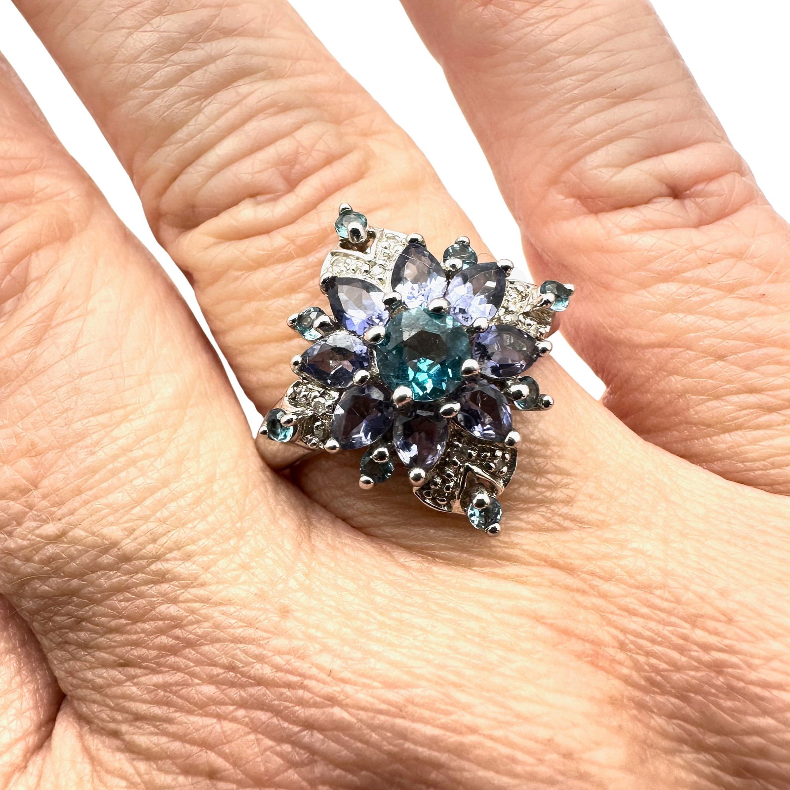 Amethyst and Blue Topaz Sterling Silver Ring Size 10: Amethyst and Blue Topaz Sterling Silver Ring Size 11