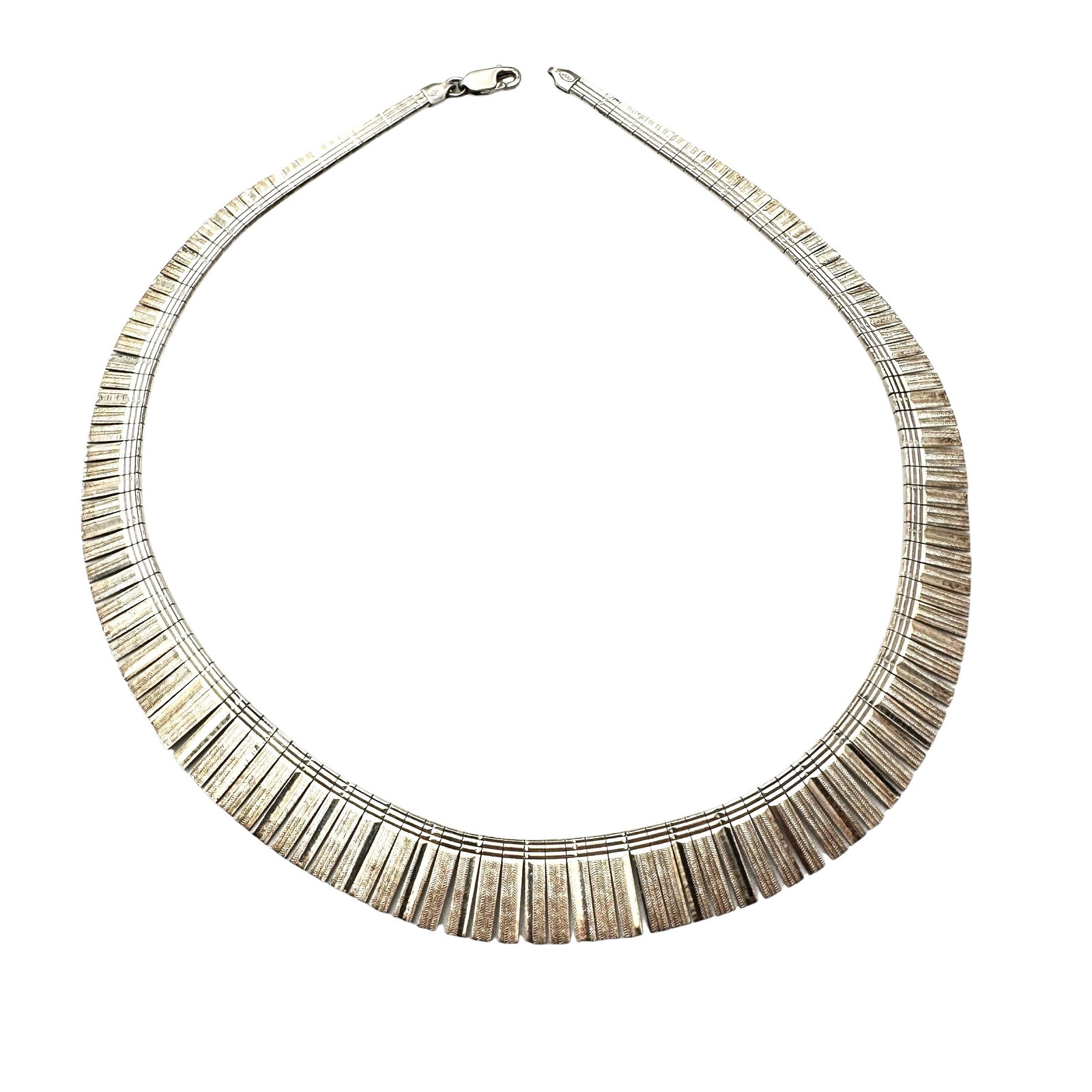 Fancy Sterling Silver Statement Choker Necklace 16 Inch Weight 29 Grams (1 of 2)